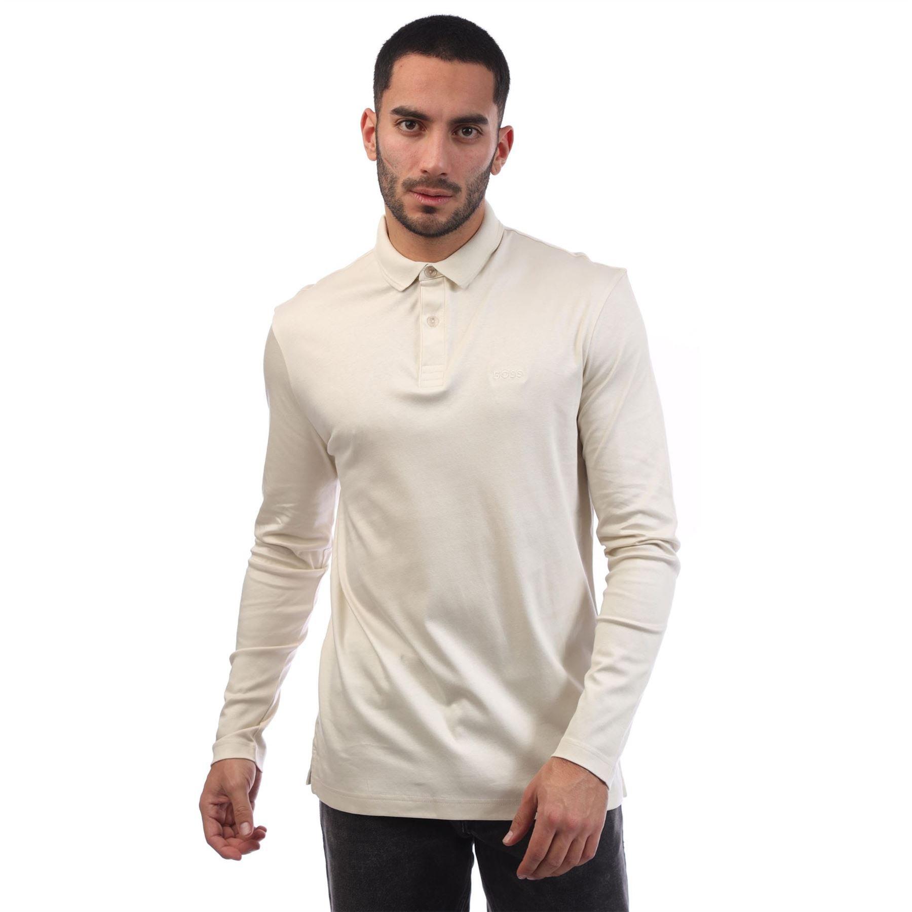 White - Boss - Pirol Long Sleeve Polo Shirt - 1