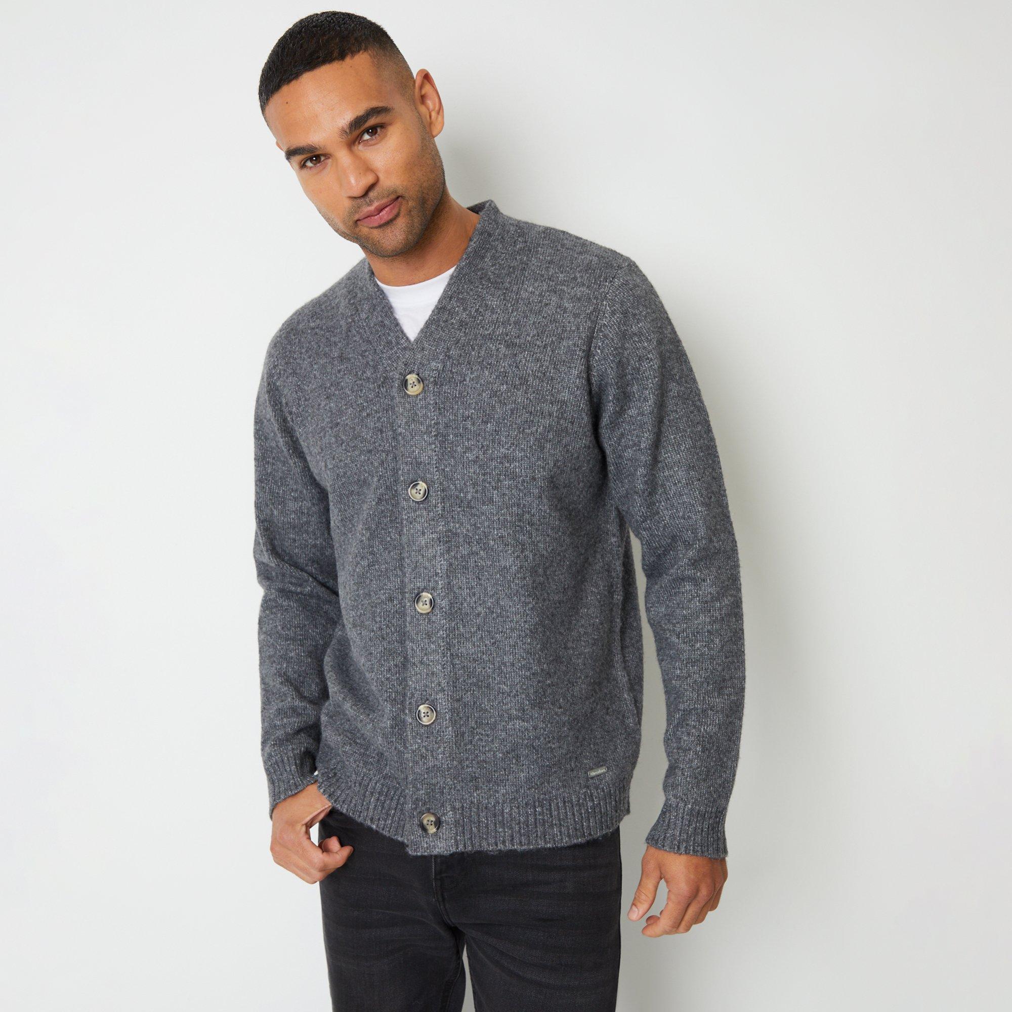 Charcoal - Threadbare - Knitted Button Up Cardigan - 1
