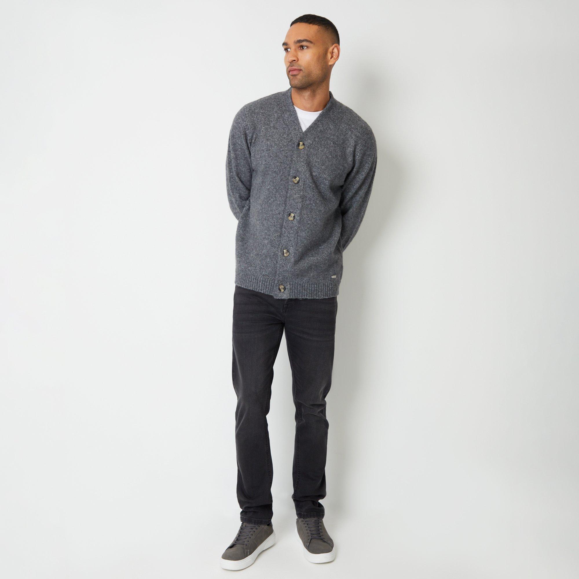 Charcoal - Threadbare - Knitted Button Up Cardigan - 3