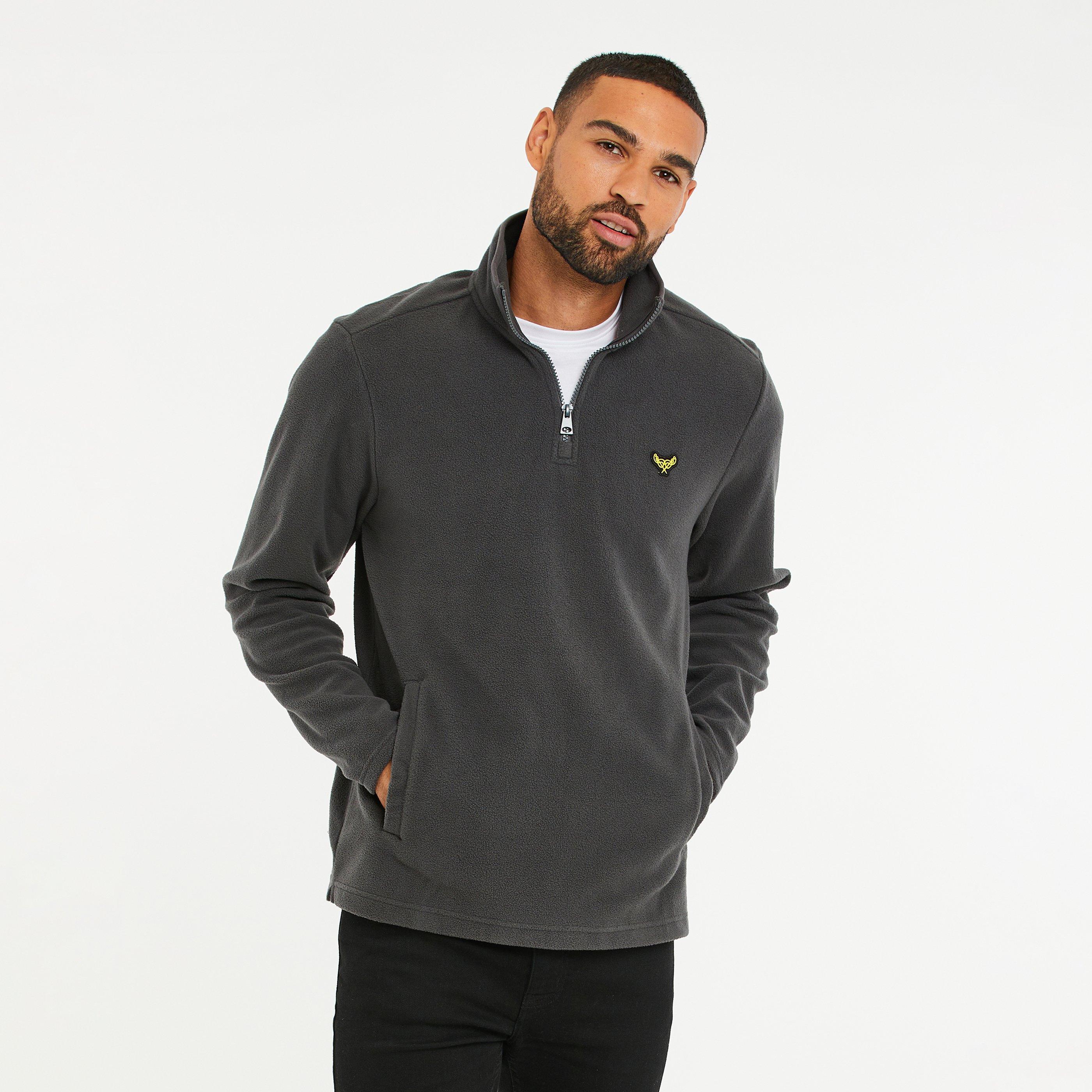 Navy - Threadbare - Quarter Zip Fleece Sweatshirt - 1