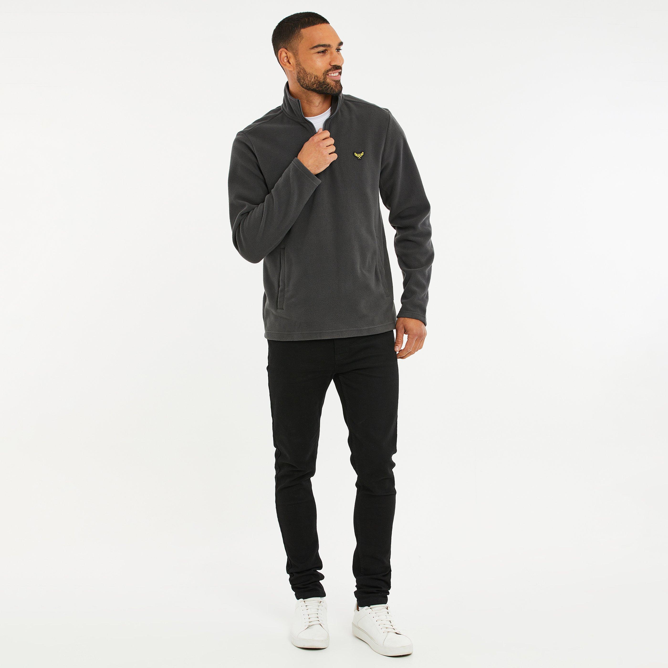 Navy - Threadbare - Quarter Zip Fleece Sweatshirt - 3