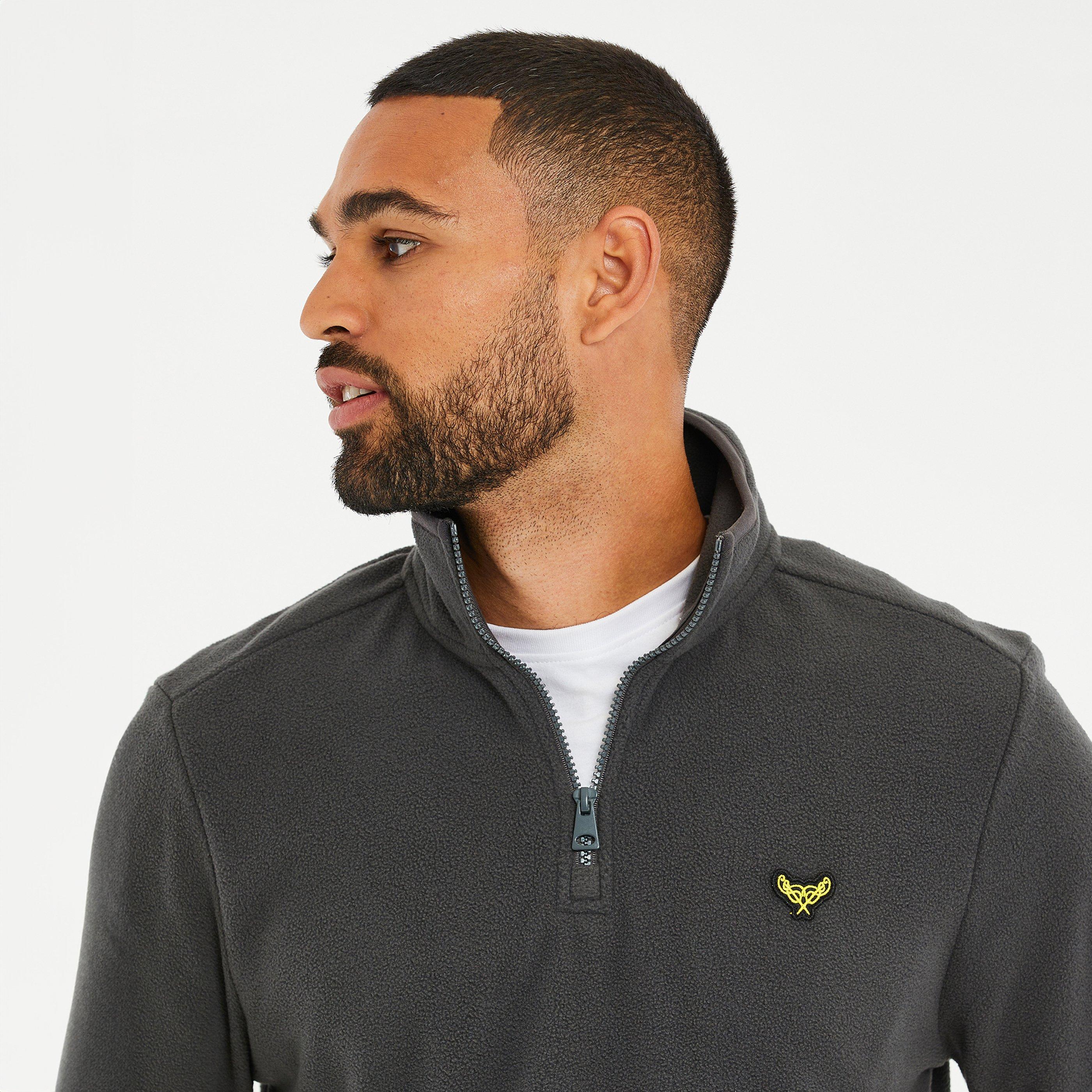 Navy - Threadbare - Quarter Zip Fleece Sweatshirt - 4