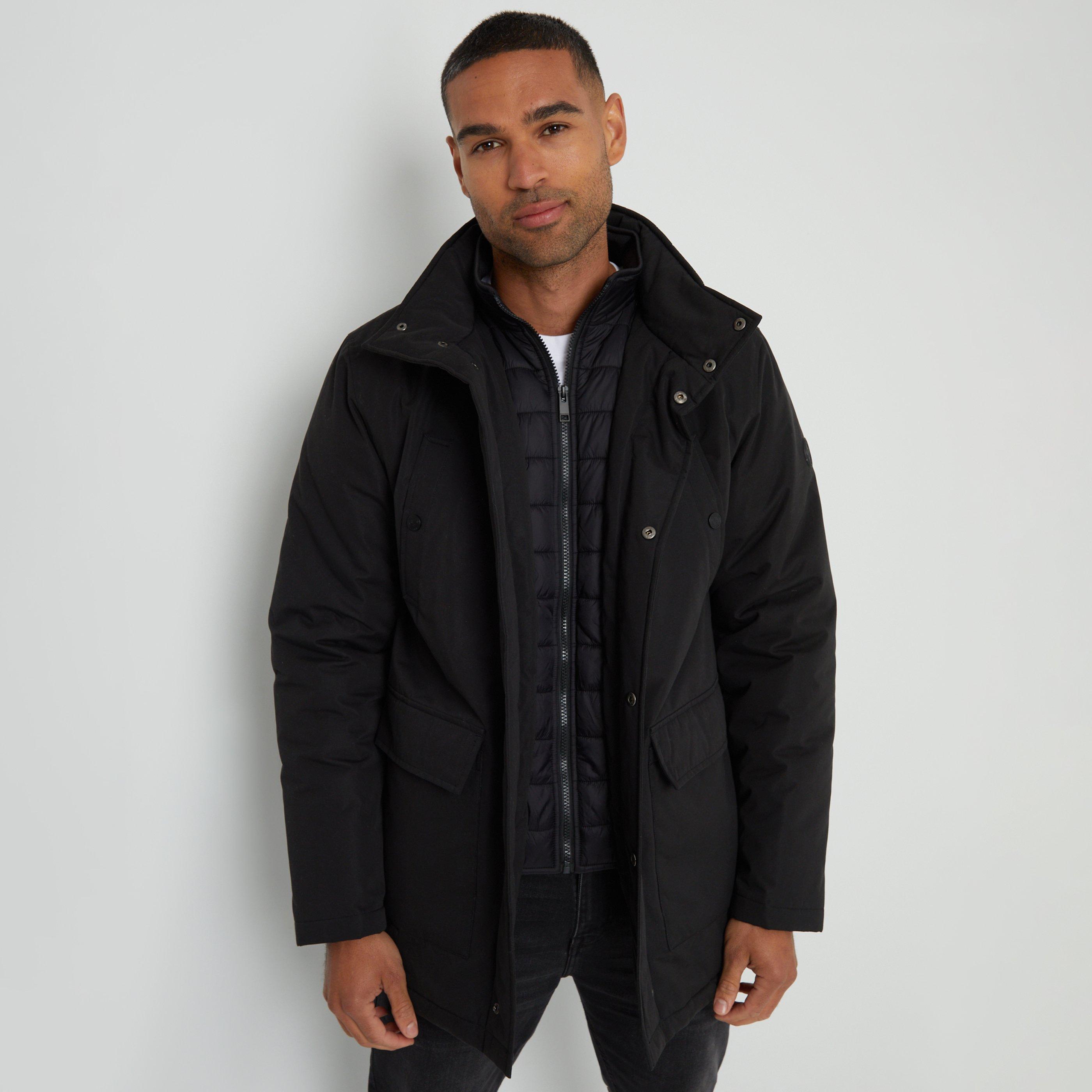 Black - Threadbare - Men's Showerproof Funnel Neck Short Puffer Jacket - 1
