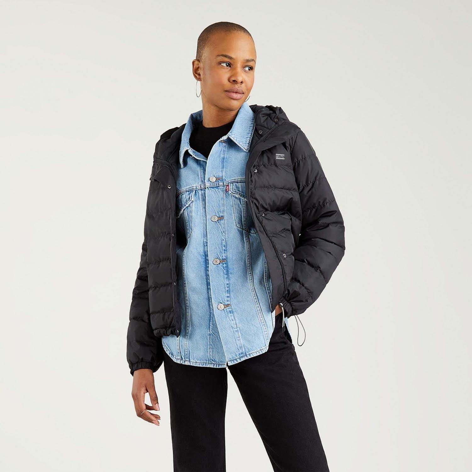 Black - Levis - Levis Edie Packable Jacket Caviar - 1
