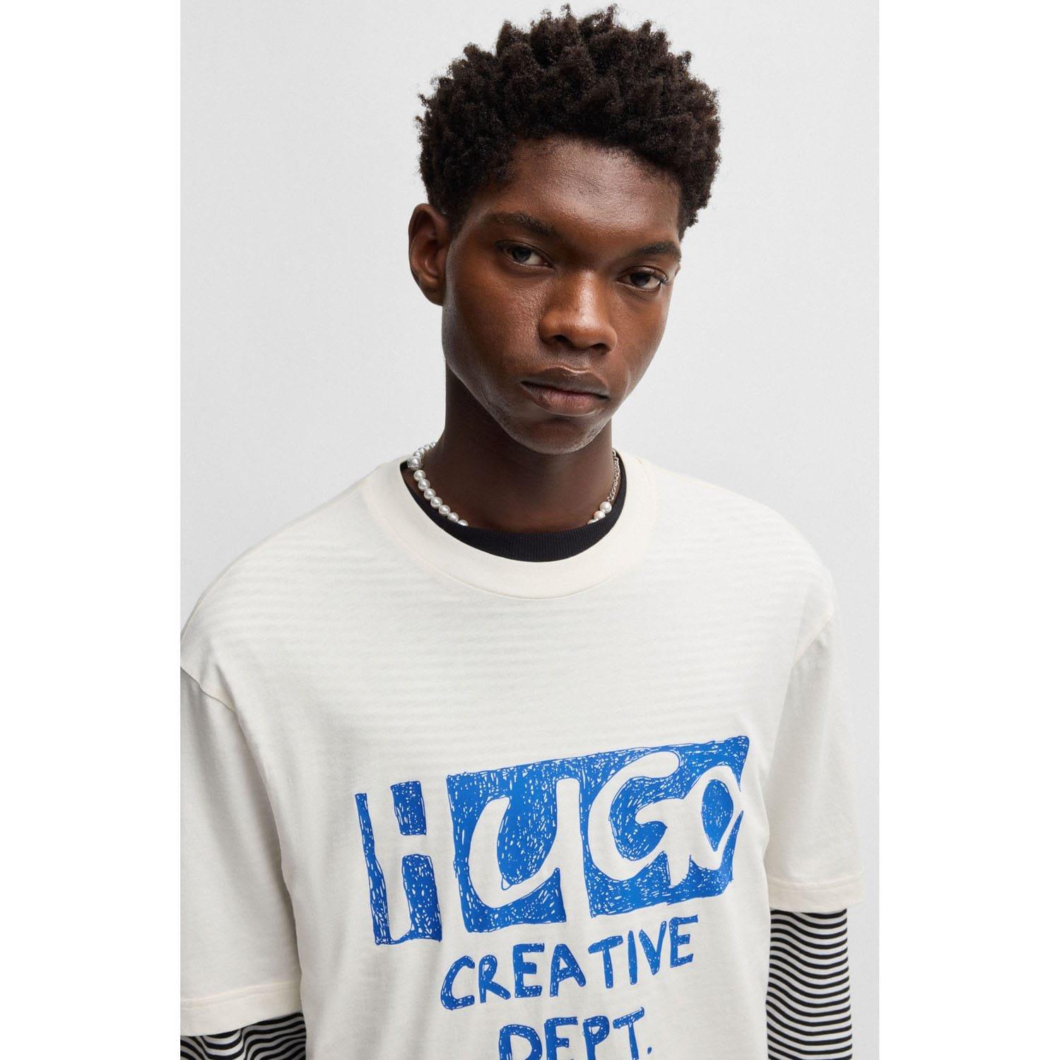 White - Hugo - Nugocrea Logo Artwork T-Shirt - 4