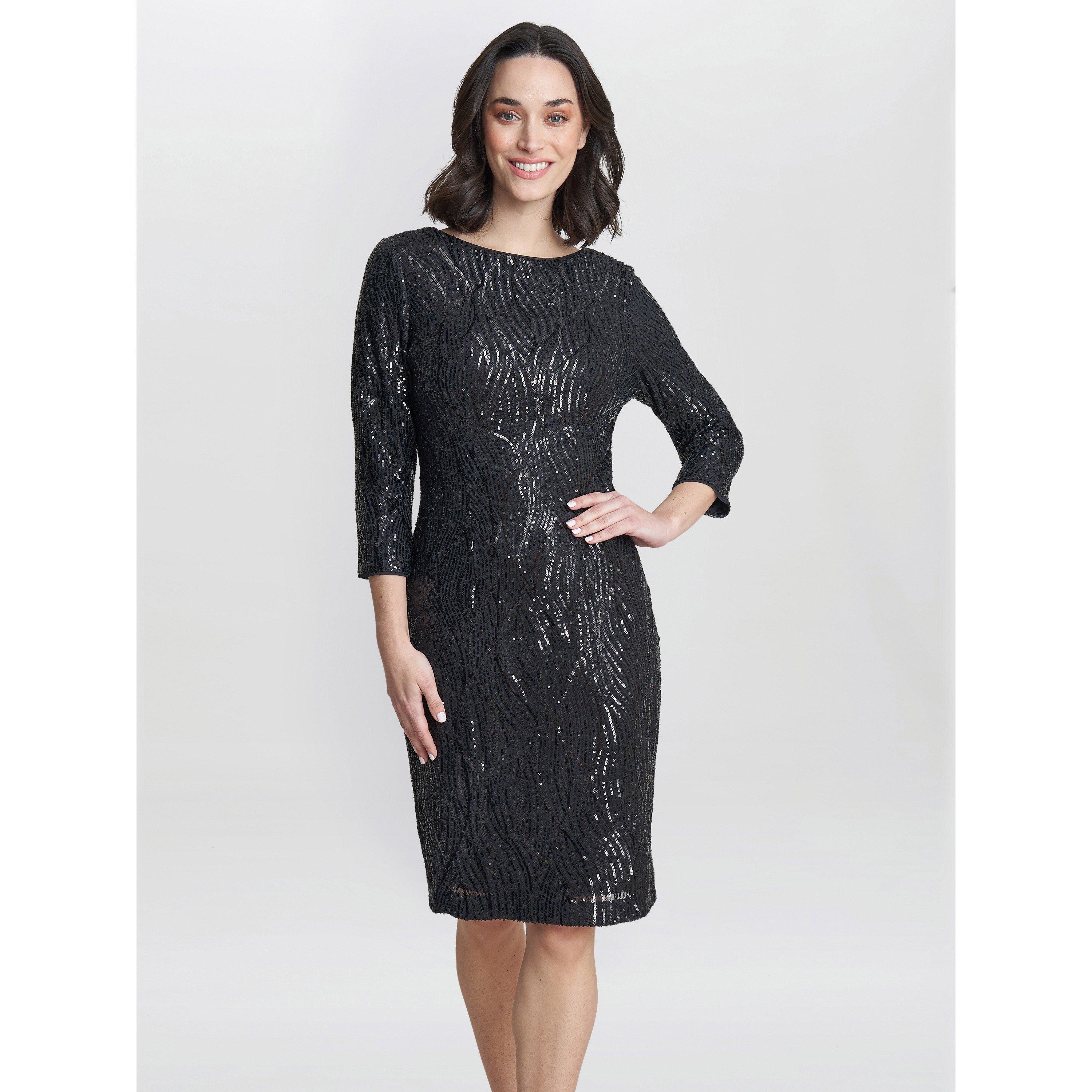 Gina Bacconi Women's Angelina Sequin Shift Dress - Charcoal - 18