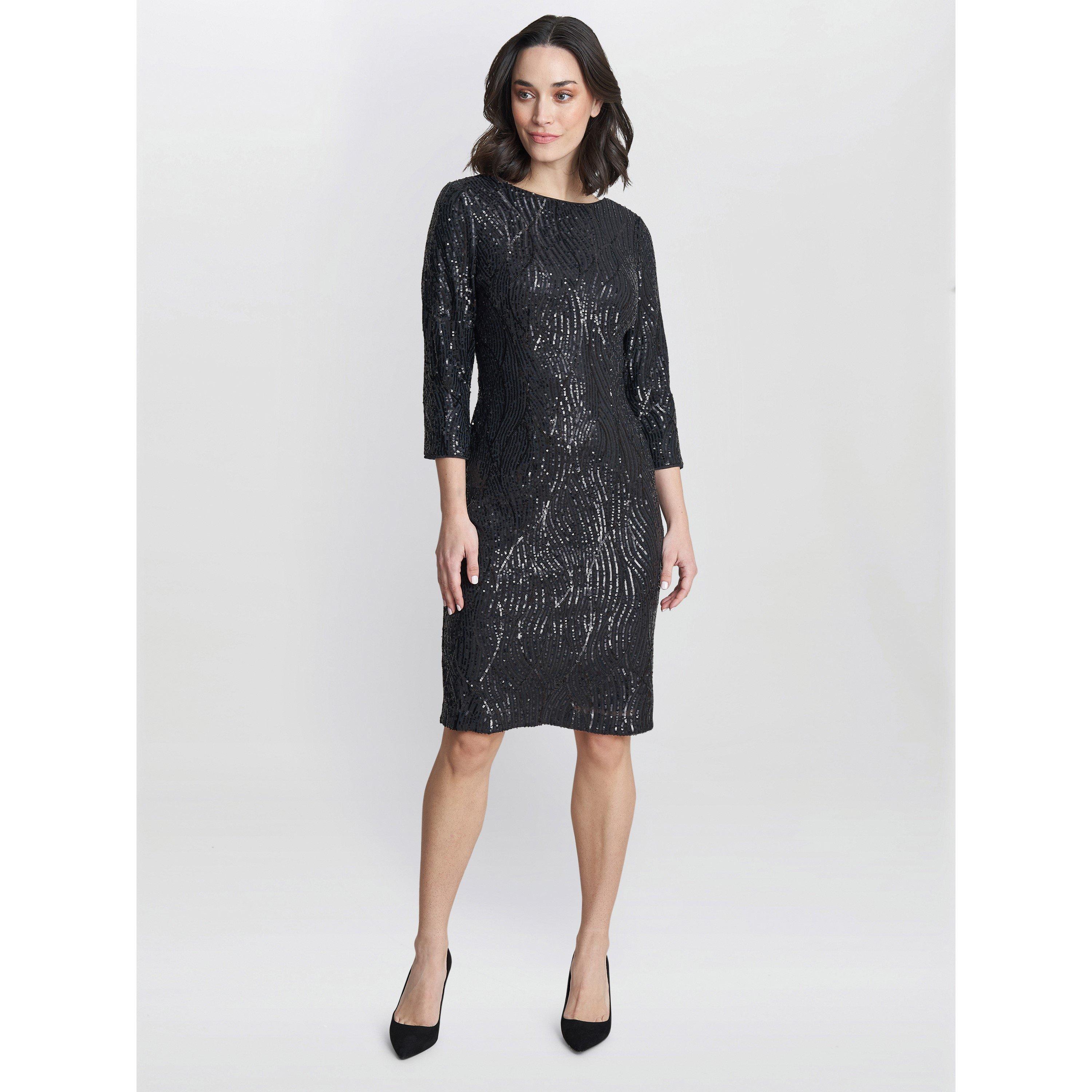 Charcoal - Gina Bacconi - Angelina Sequin Shift Dress - 3