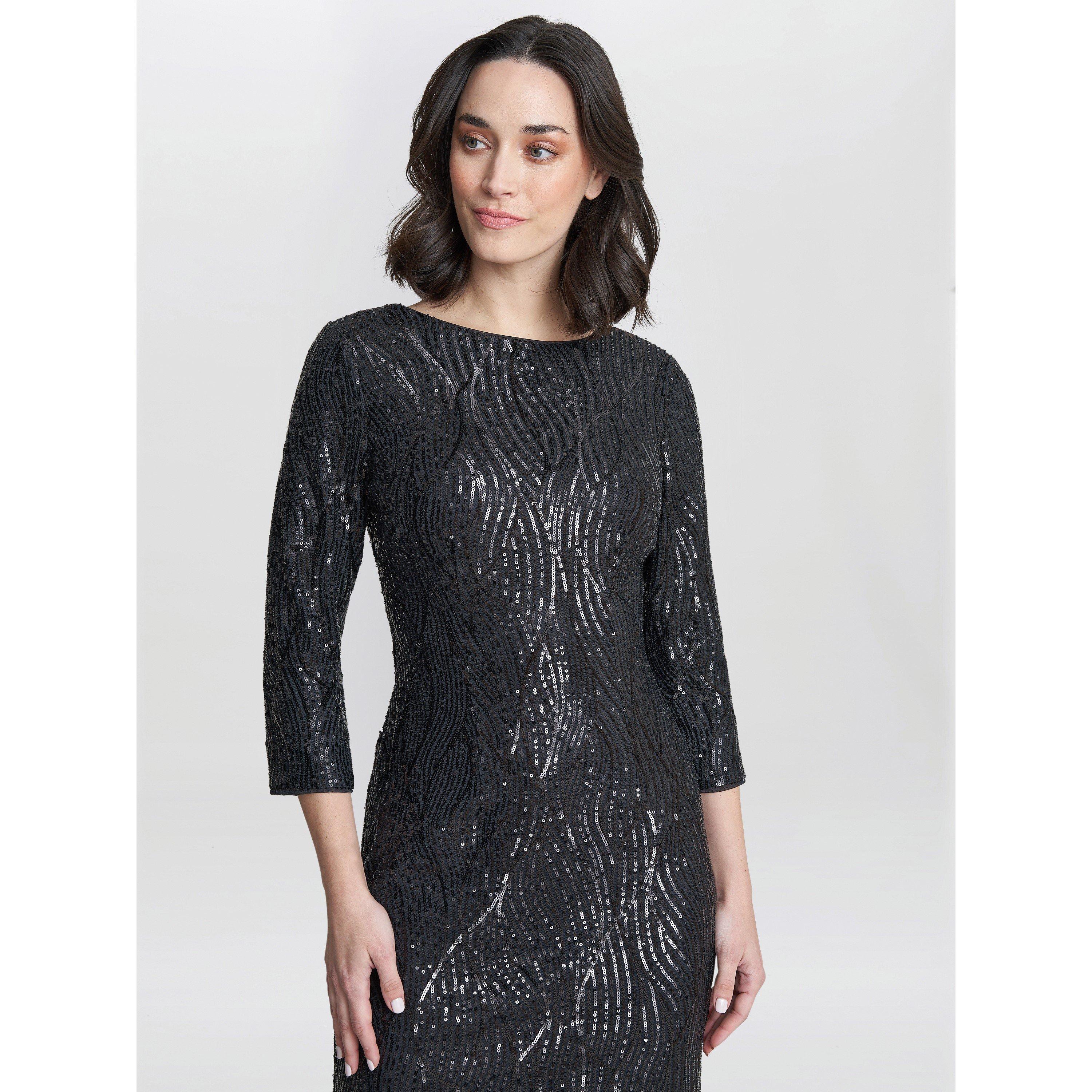 Charcoal - Gina Bacconi - Angelina Sequin Shift Dress - 4