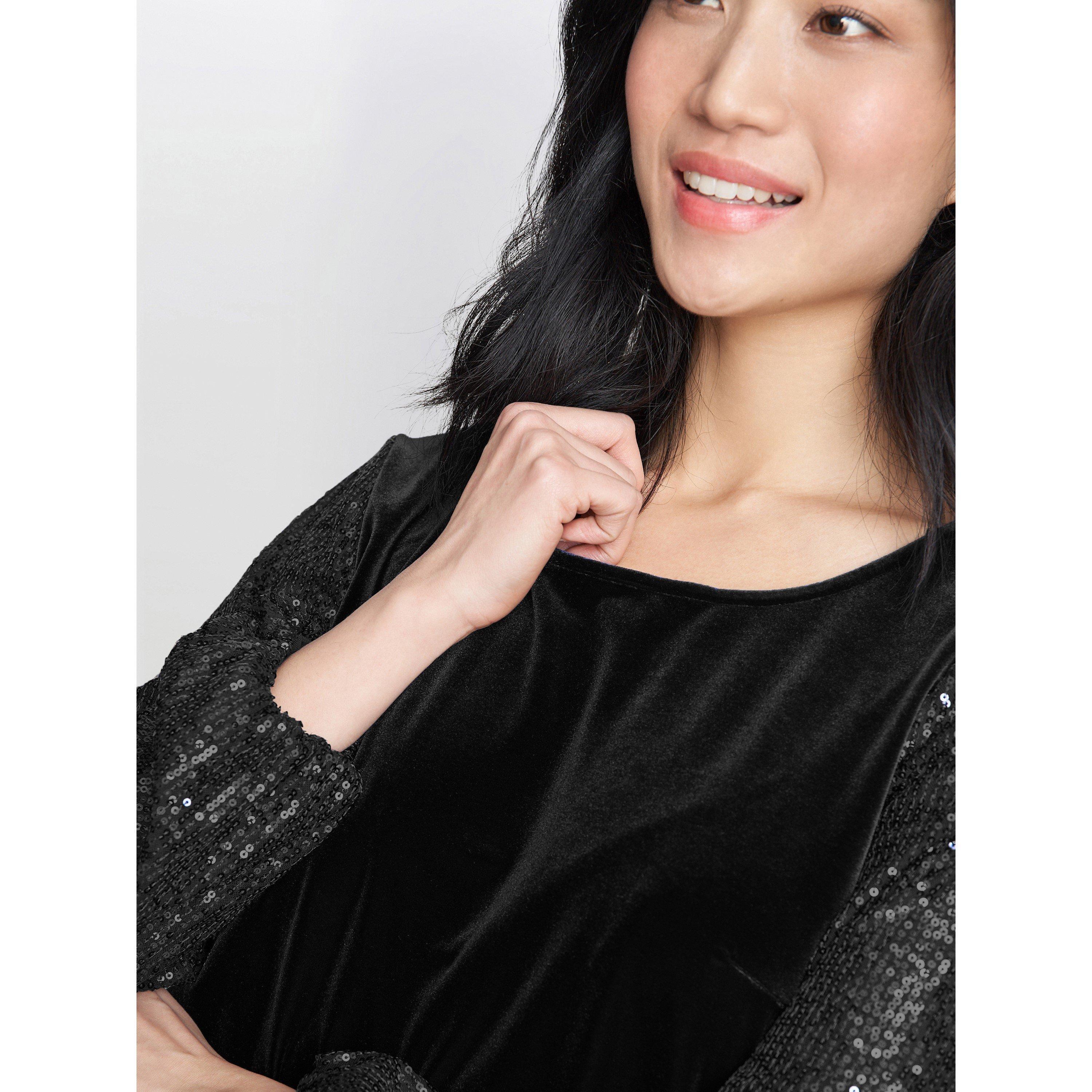 Black - Gina Bacconi - Women's Ines Velvet Blouse - 5