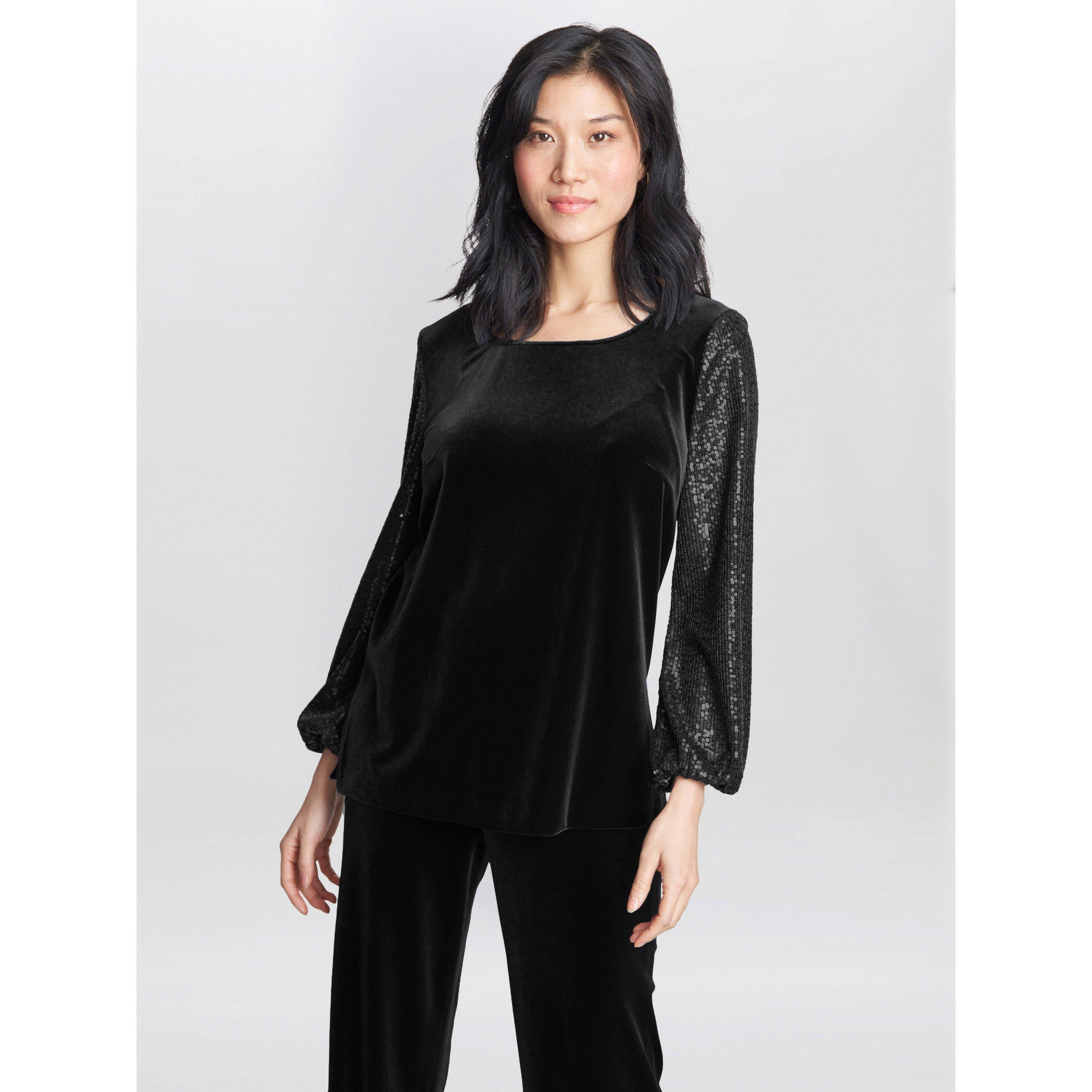 Black - Gina Bacconi - Women's Ines Velvet Blouse - 6