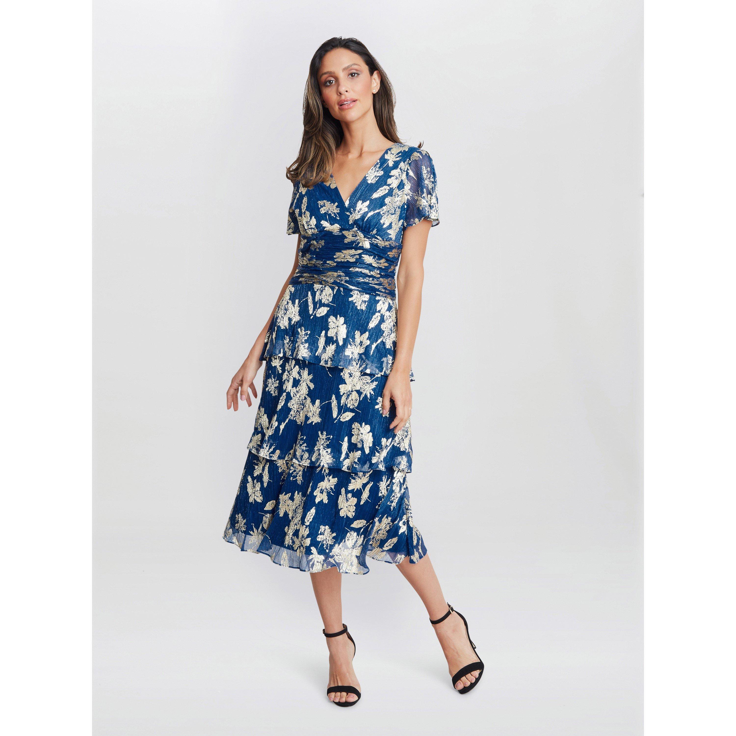 Royal - Gina Bacconi - Simone Foil Printed Tiered Dress - 1