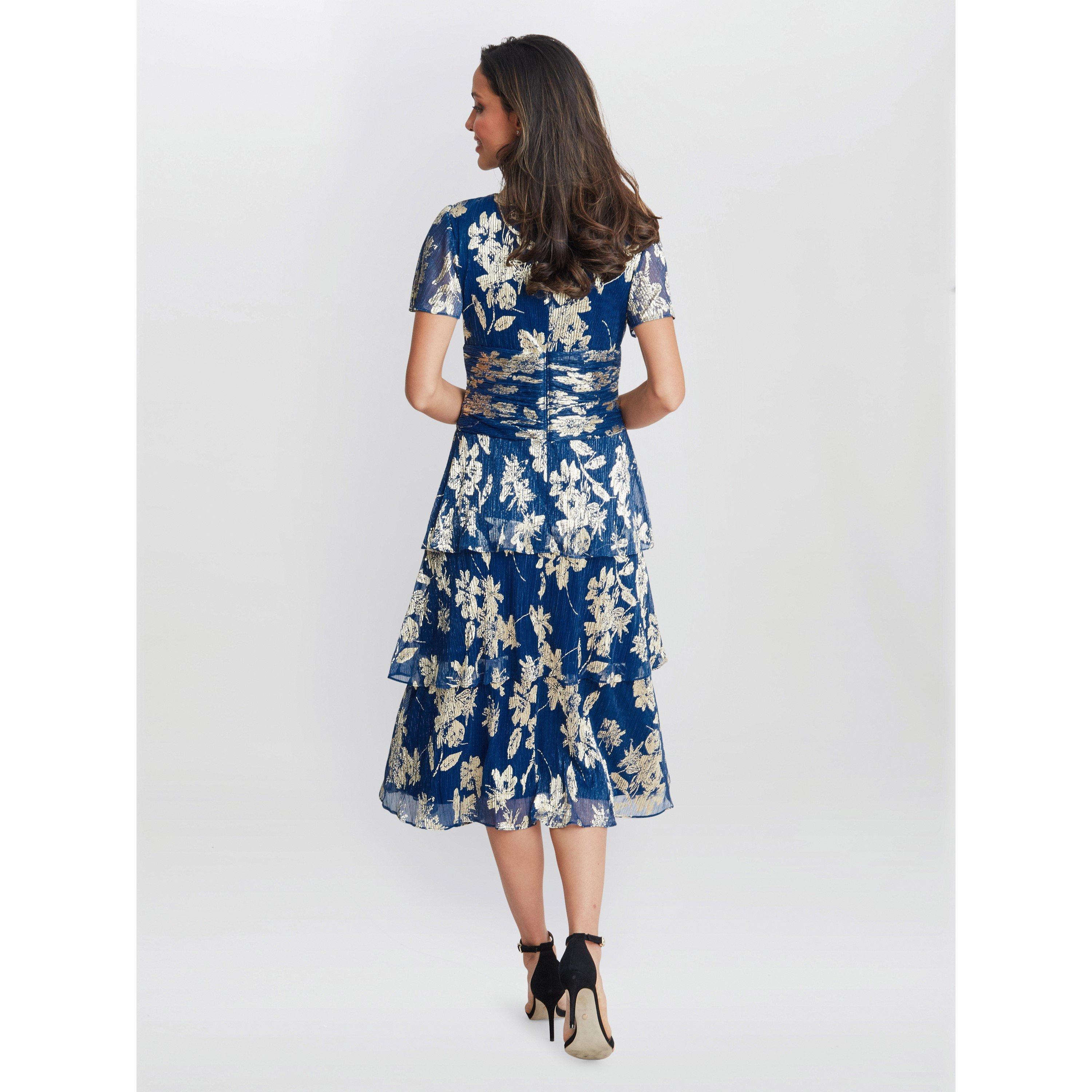 Royal - Gina Bacconi - Simone Foil Printed Tiered Dress - 2
