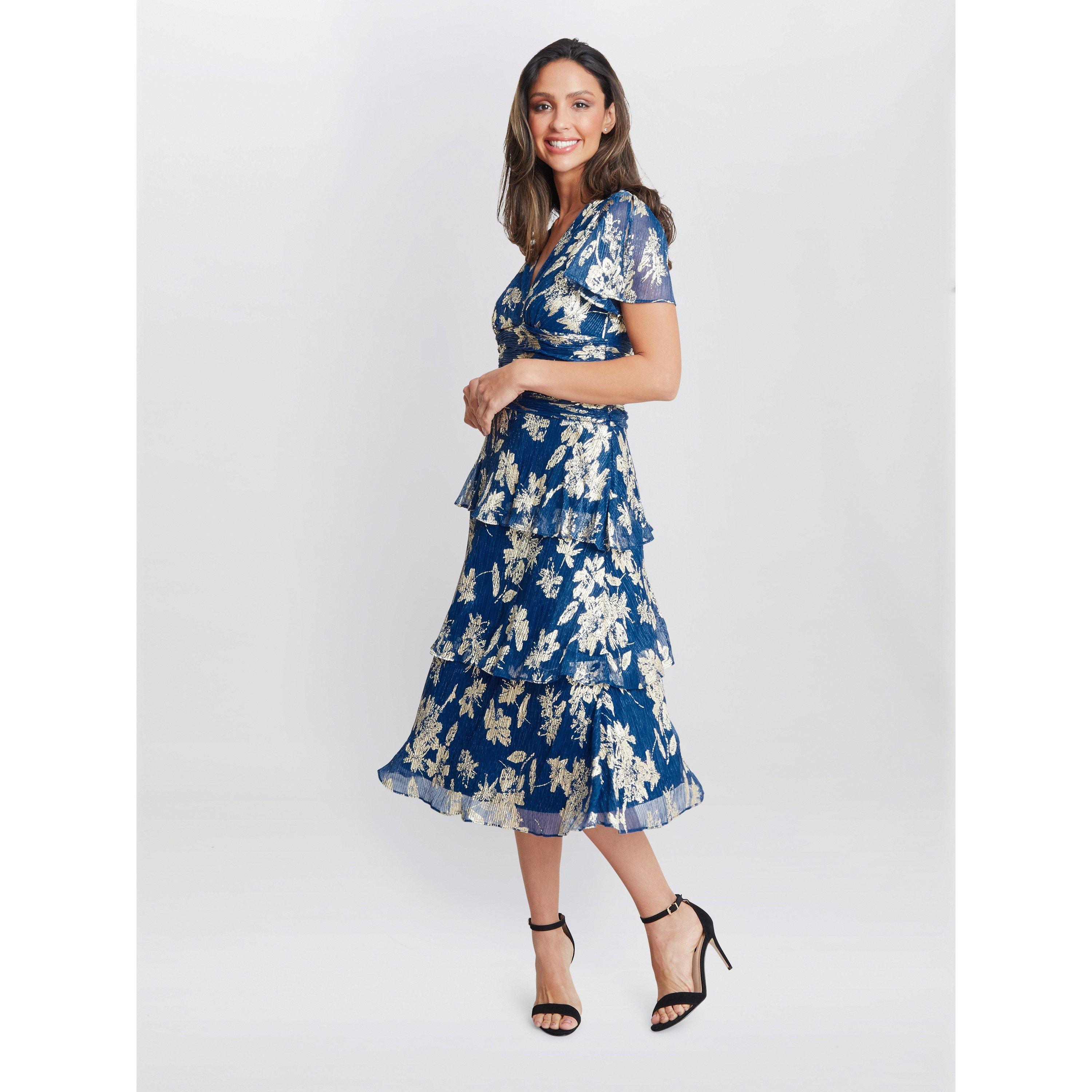 Royal - Gina Bacconi - Simone Foil Printed Tiered Dress - 3