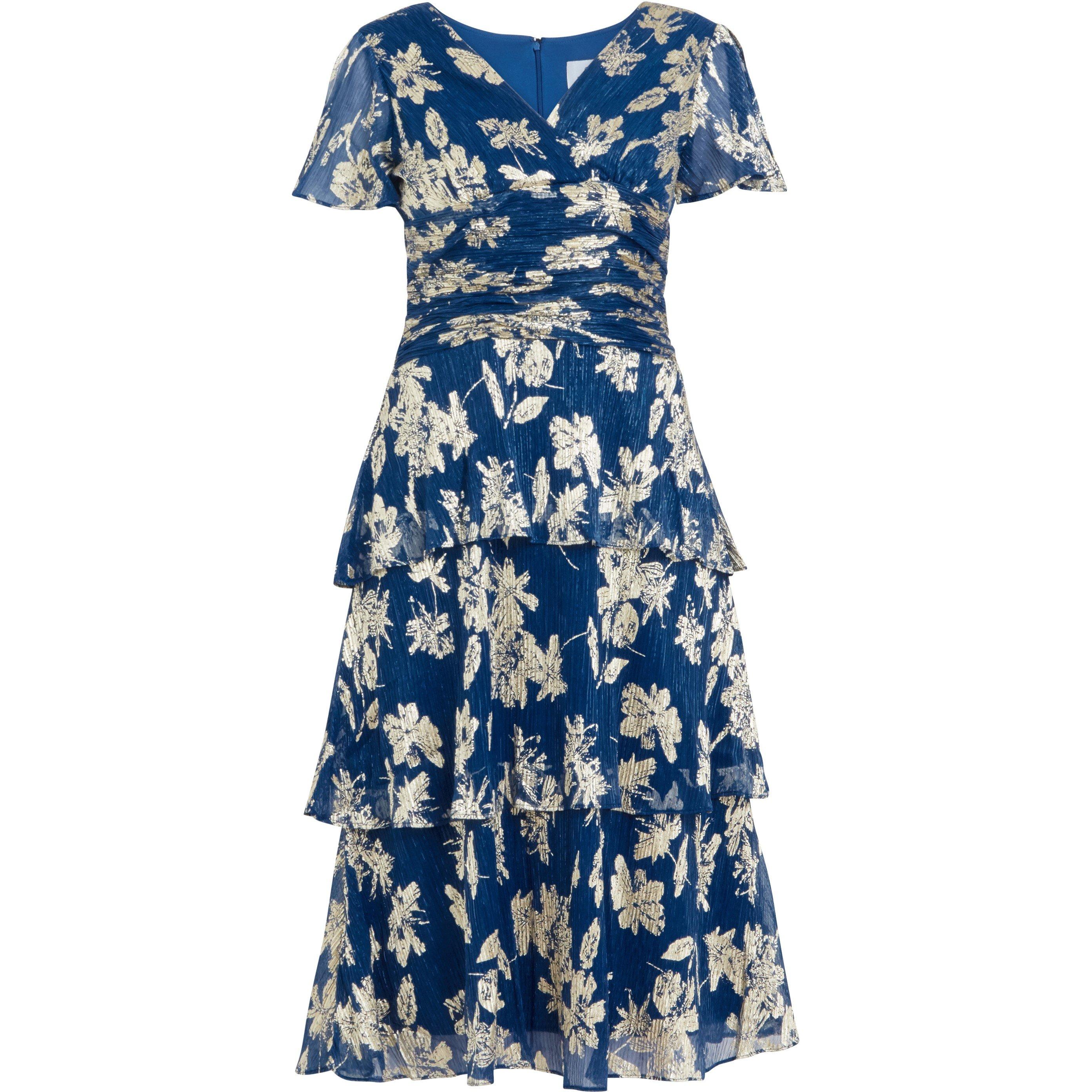 Royal - Gina Bacconi - Simone Foil Printed Tiered Dress - 4