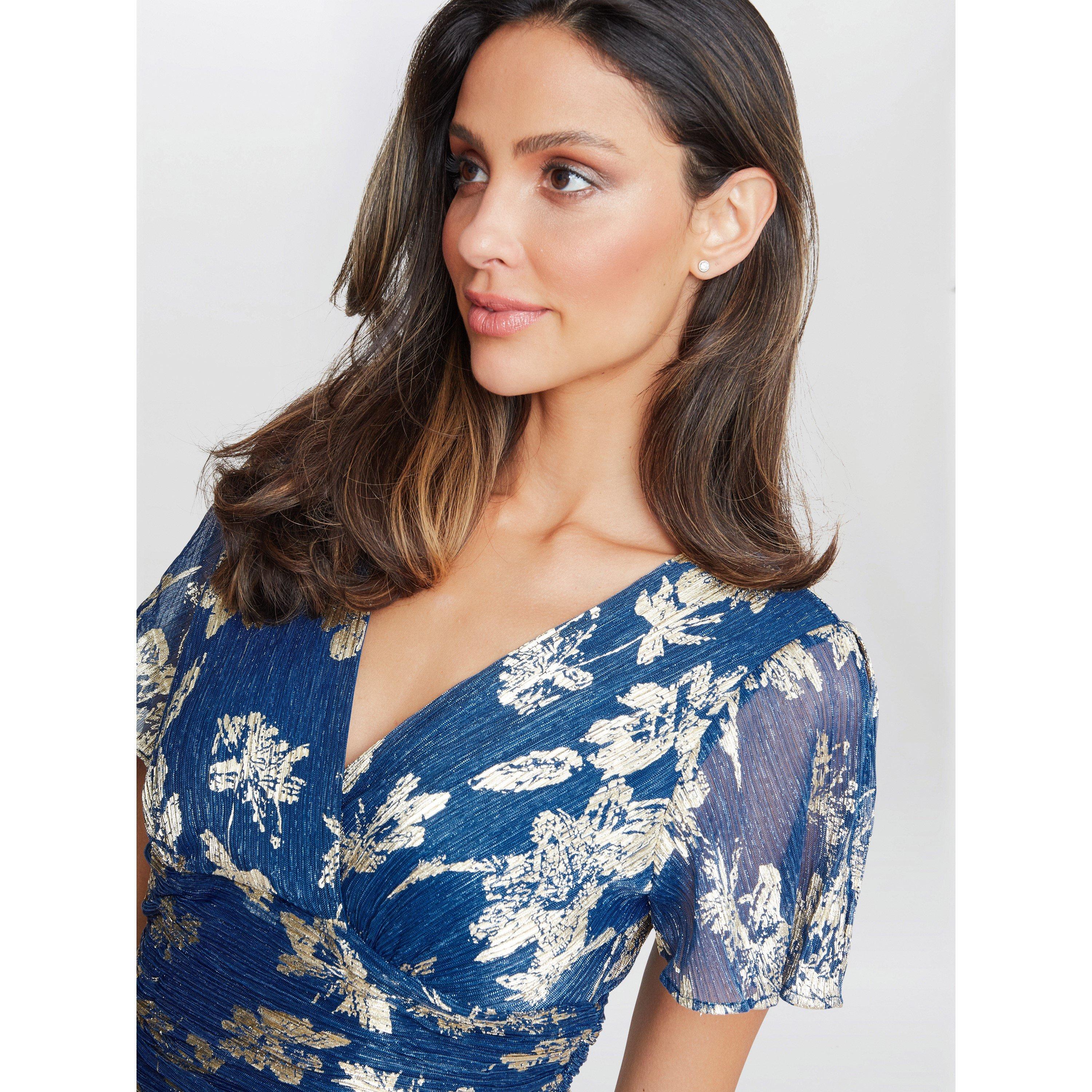 Royal - Gina Bacconi - Simone Foil Printed Tiered Dress - 5