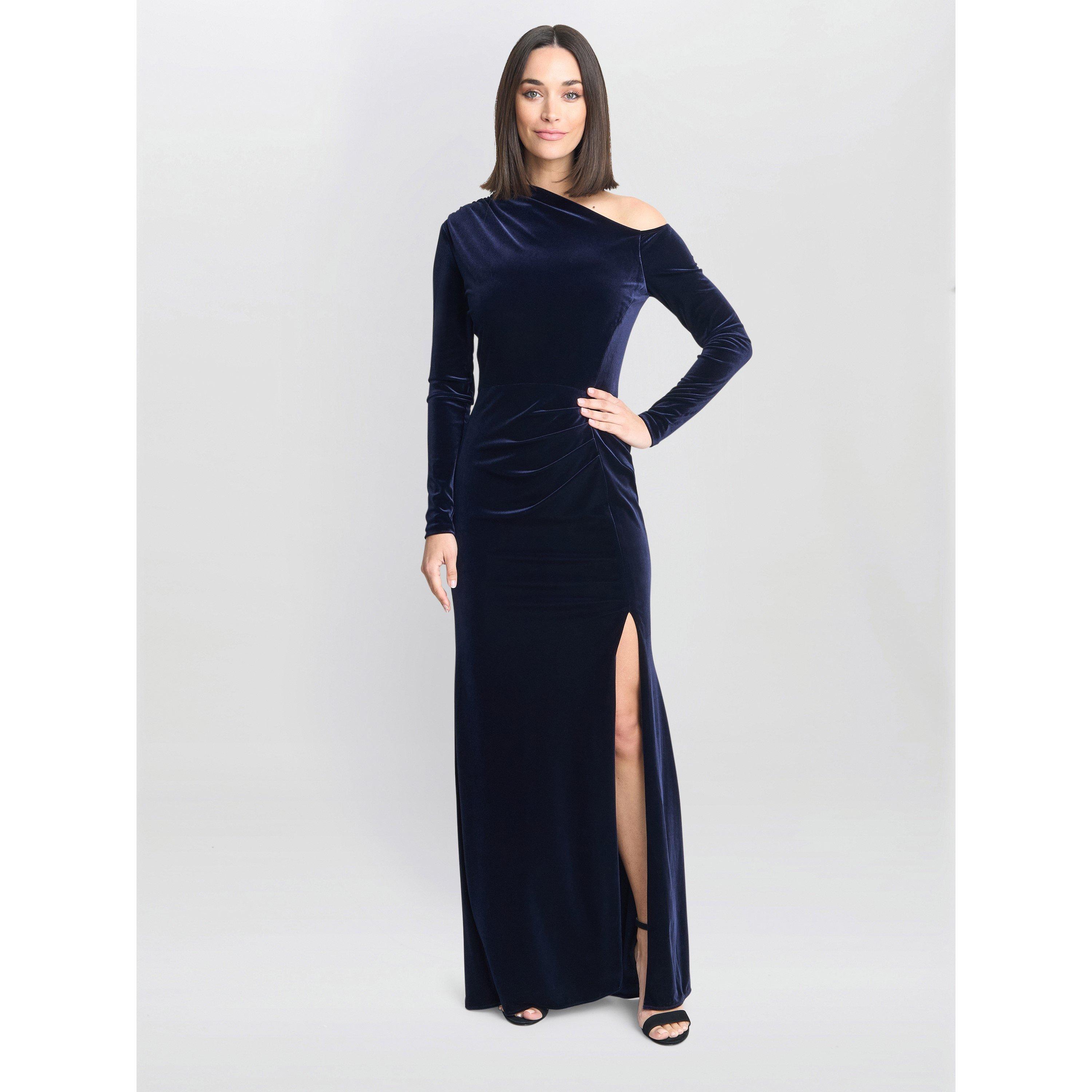 Gina Bacconi Women's Tess Velvet Off Shoulder Dress - Navy - 12