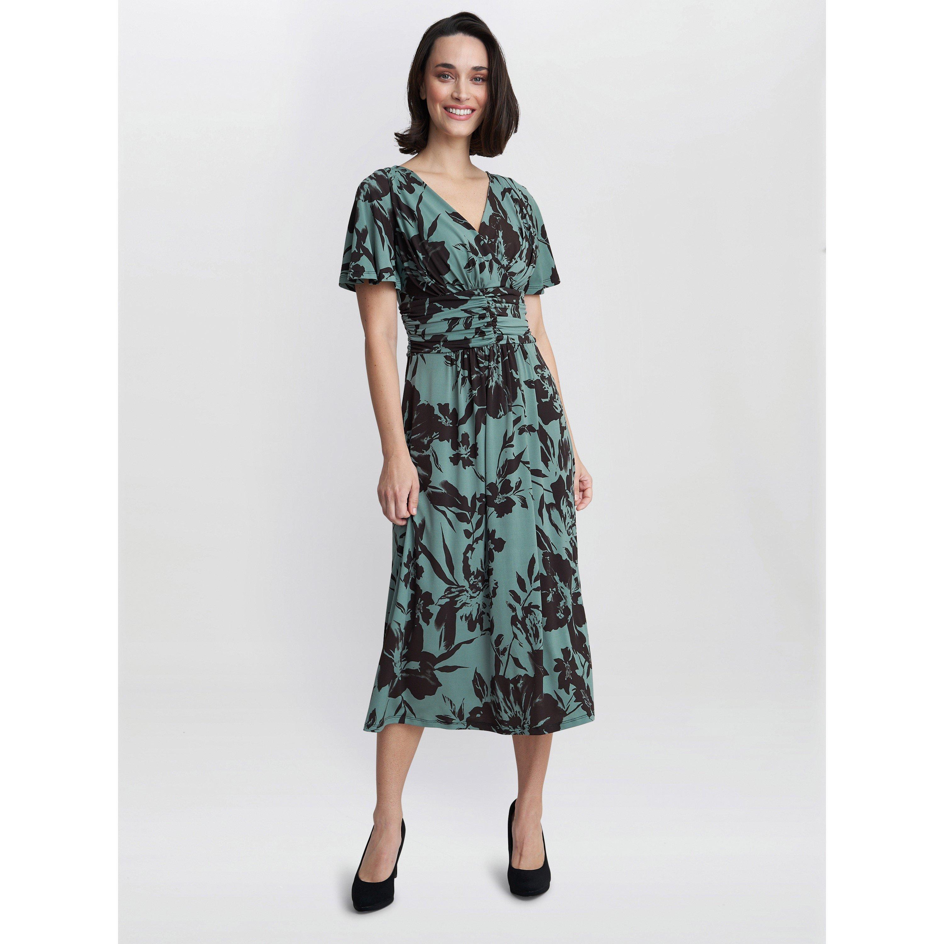 Gina Bacconi Women's Heidi Jersey Print A-Line Dress - Sage - 10