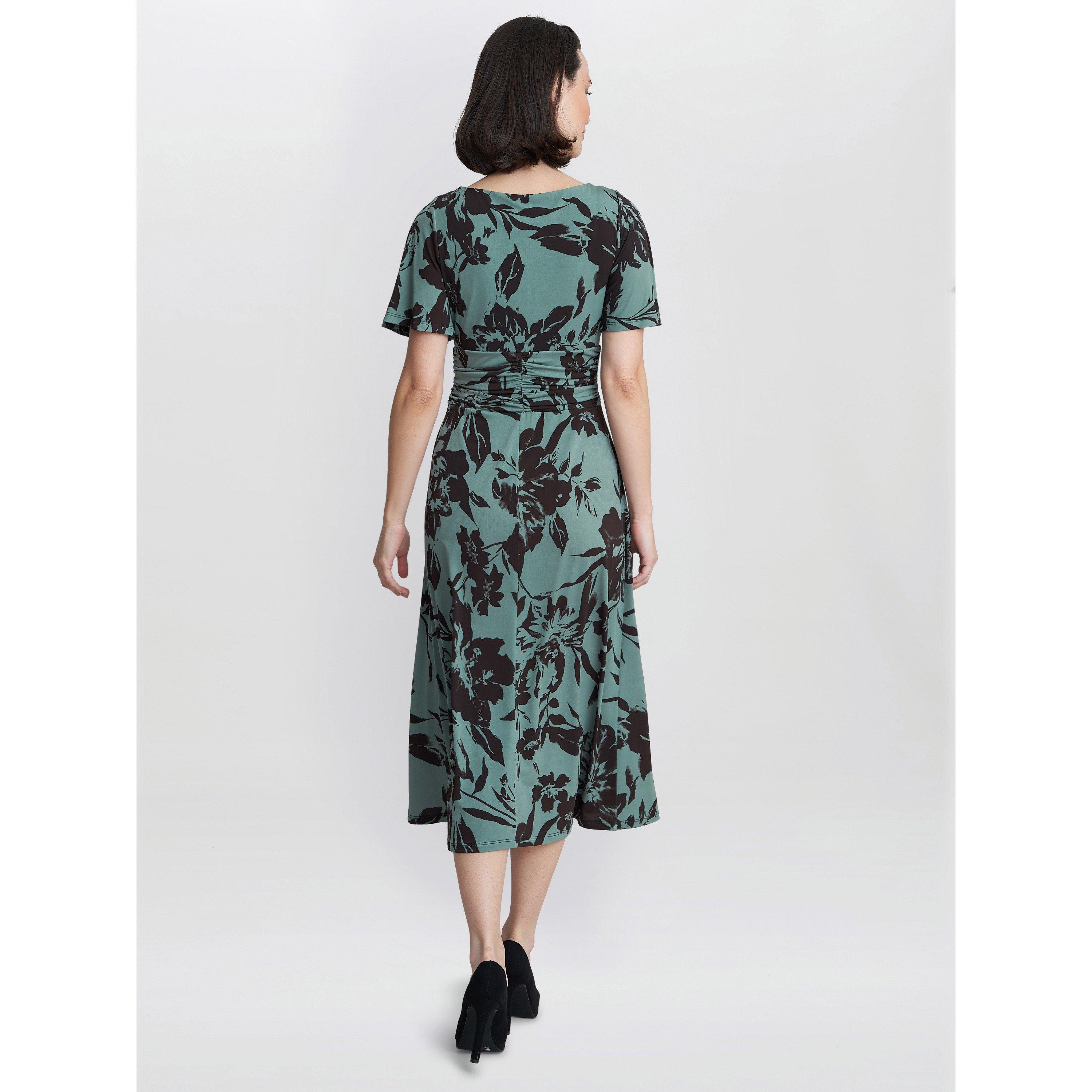 Sage - Gina Bacconi - Women's Heidi Jersey Print A-Line Dress - 2