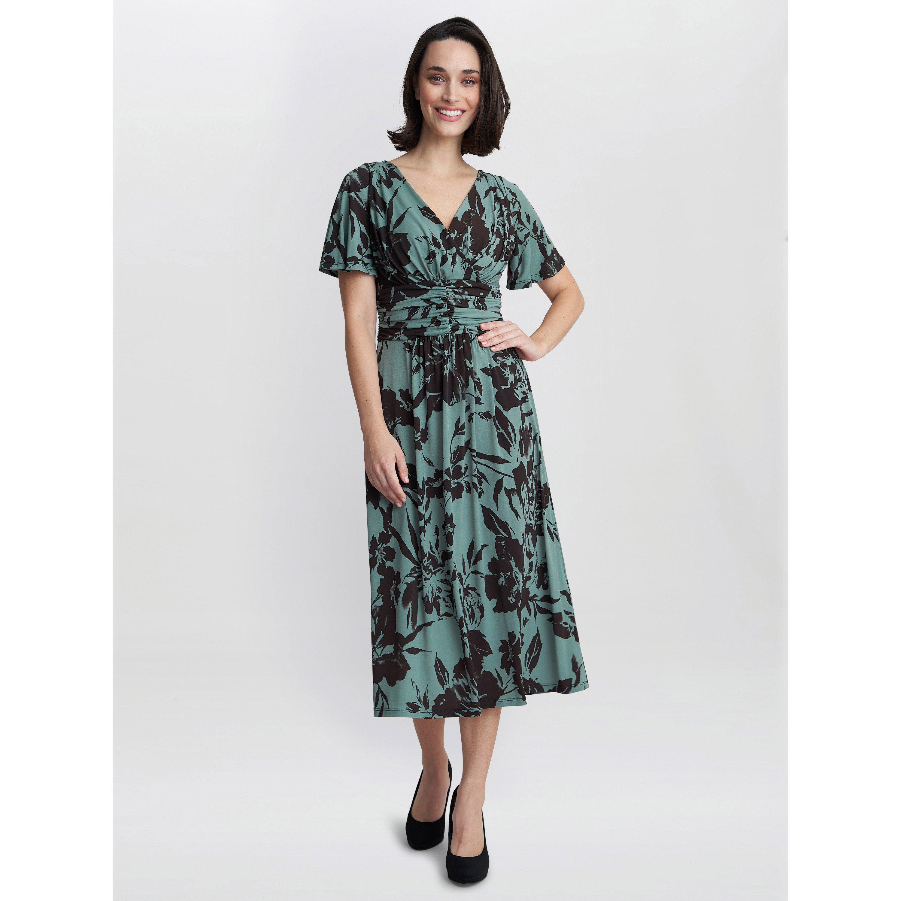 Sage - Gina Bacconi - Women's Heidi Jersey Print A-Line Dress - 3