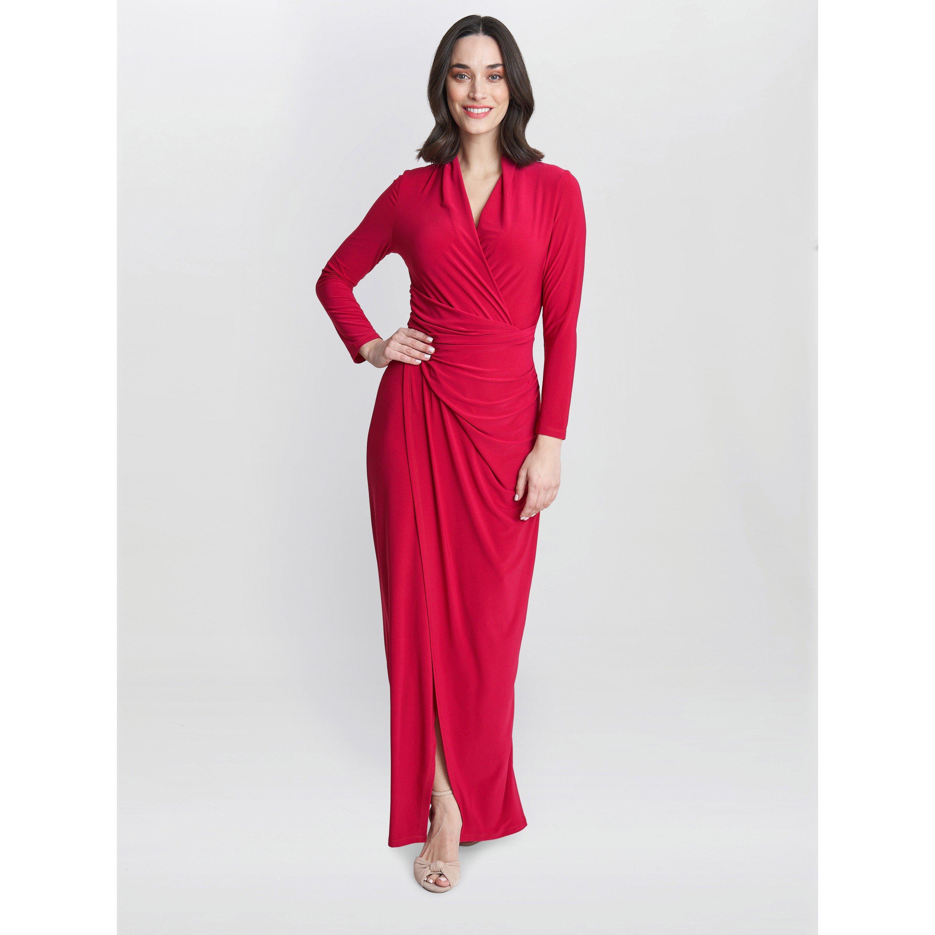 Gina Bacconi Women's Hilary Jersey Wrap Maxi Dress - Magenta - 12