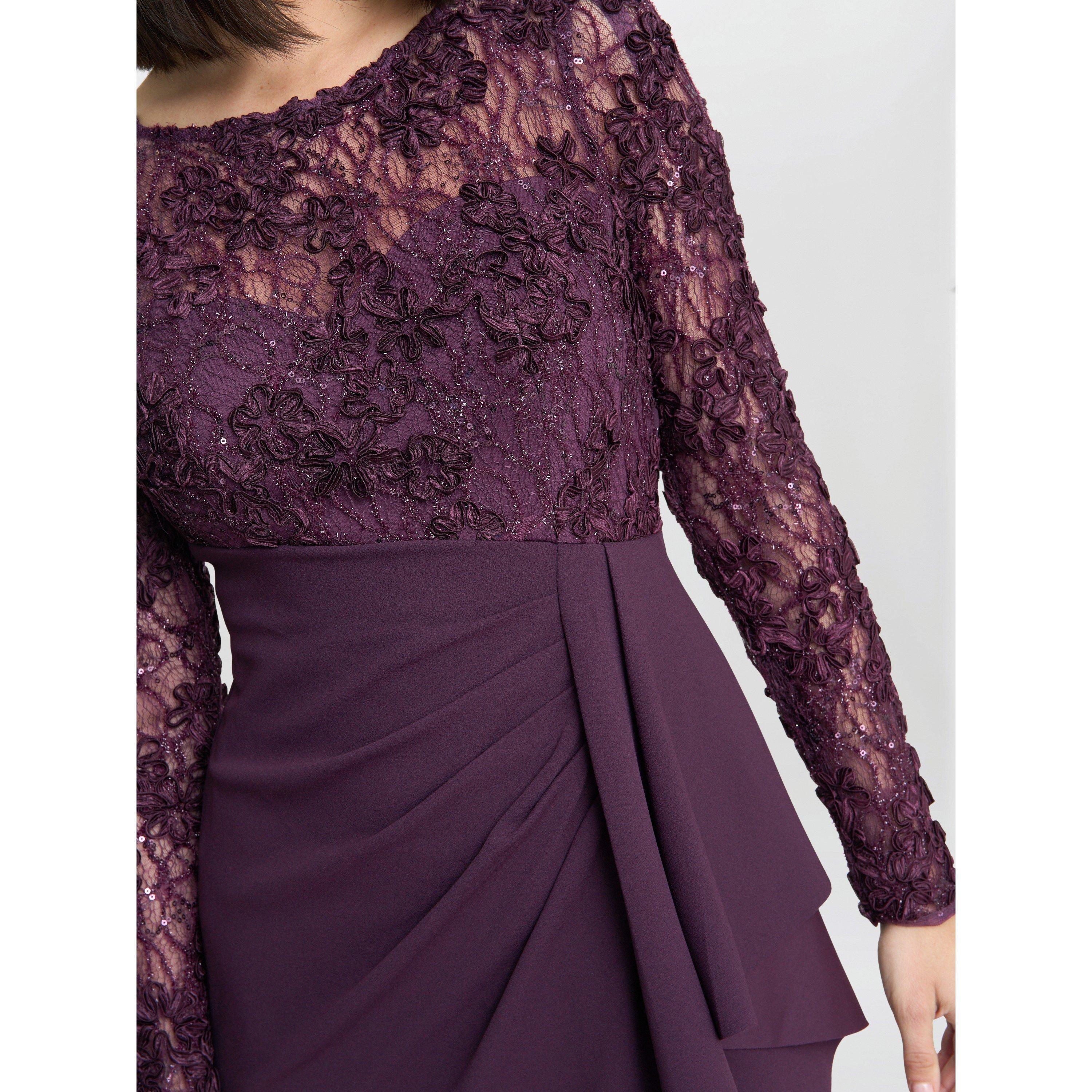 Raspberry - Gina Bacconi - Keeley Lace Bodice & Sleeve Maxi Dress - 5