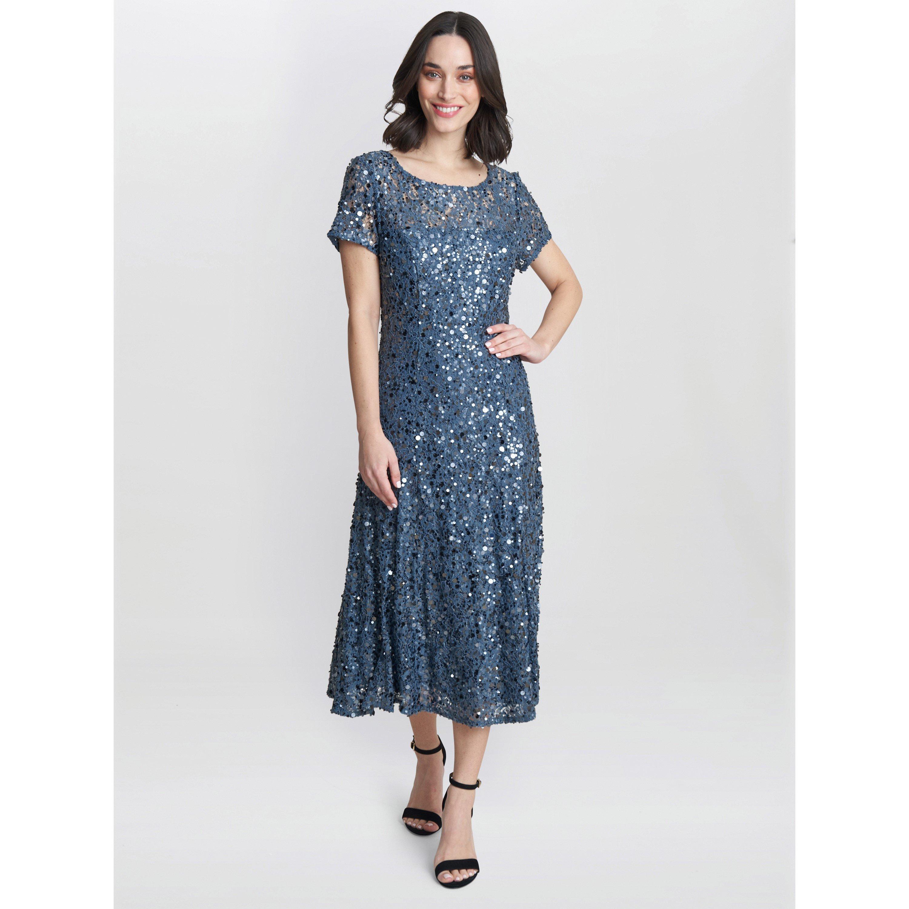 Gina Bacconi Women's Andrea A-Line Dress - Steel Blue - 22