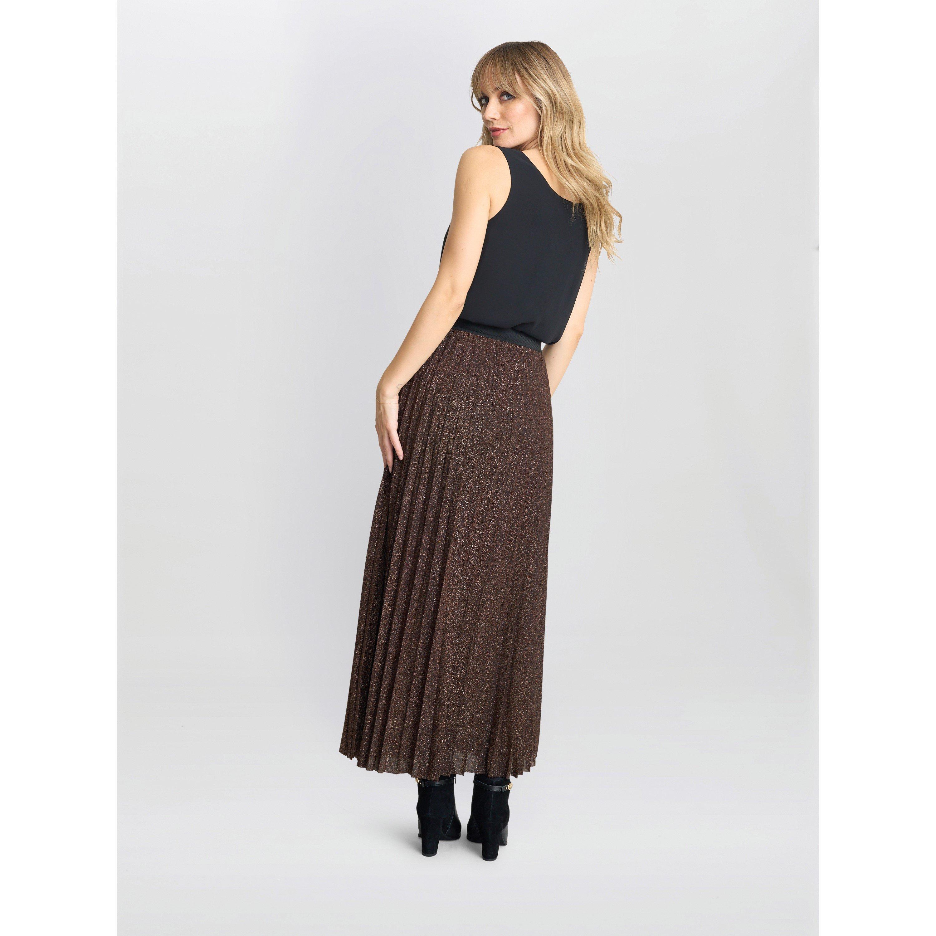 Black / Gold - Gina Bacconi - Women's Ismay Metallic A-Line Skirt - 2