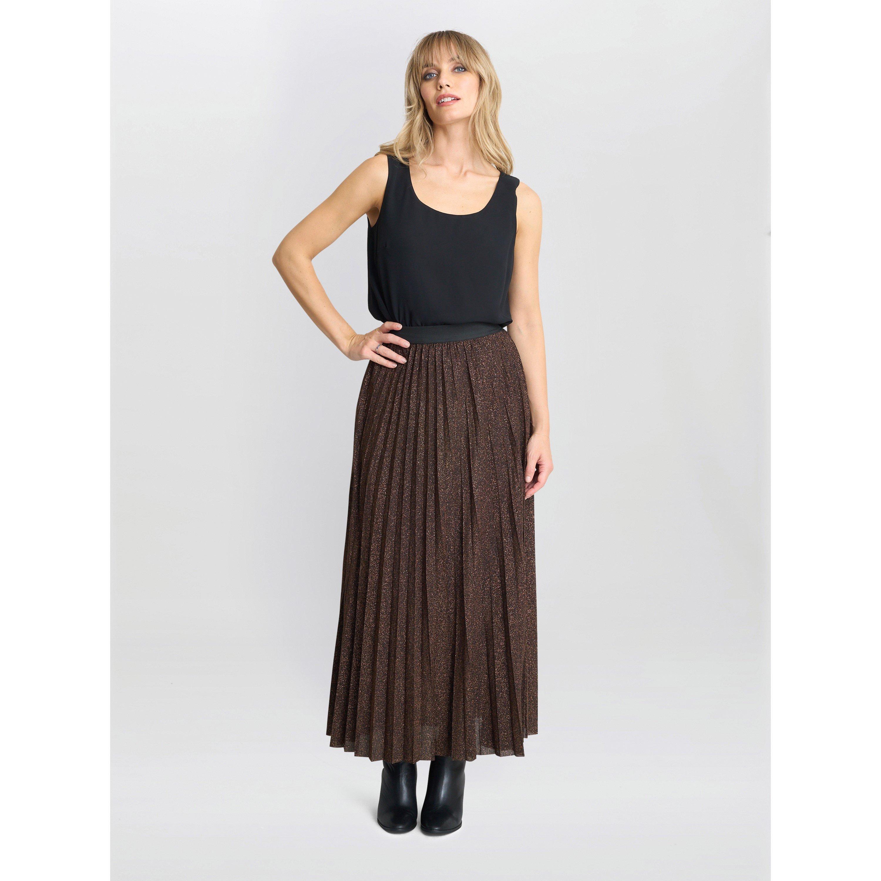 Black / Gold - Gina Bacconi - Women's Ismay Metallic A-Line Skirt - 4
