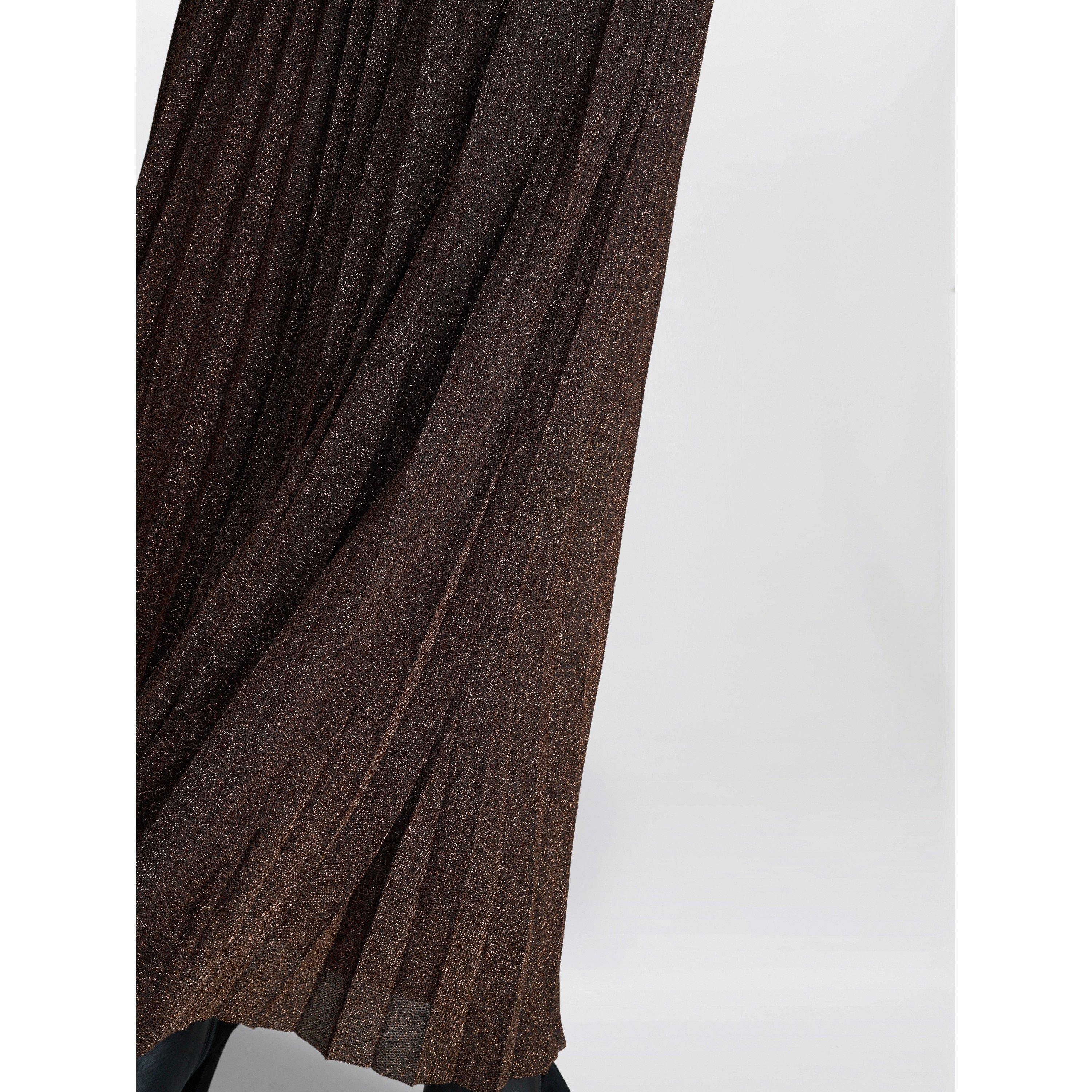 Black / Gold - Gina Bacconi - Women's Ismay Metallic A-Line Skirt - 5