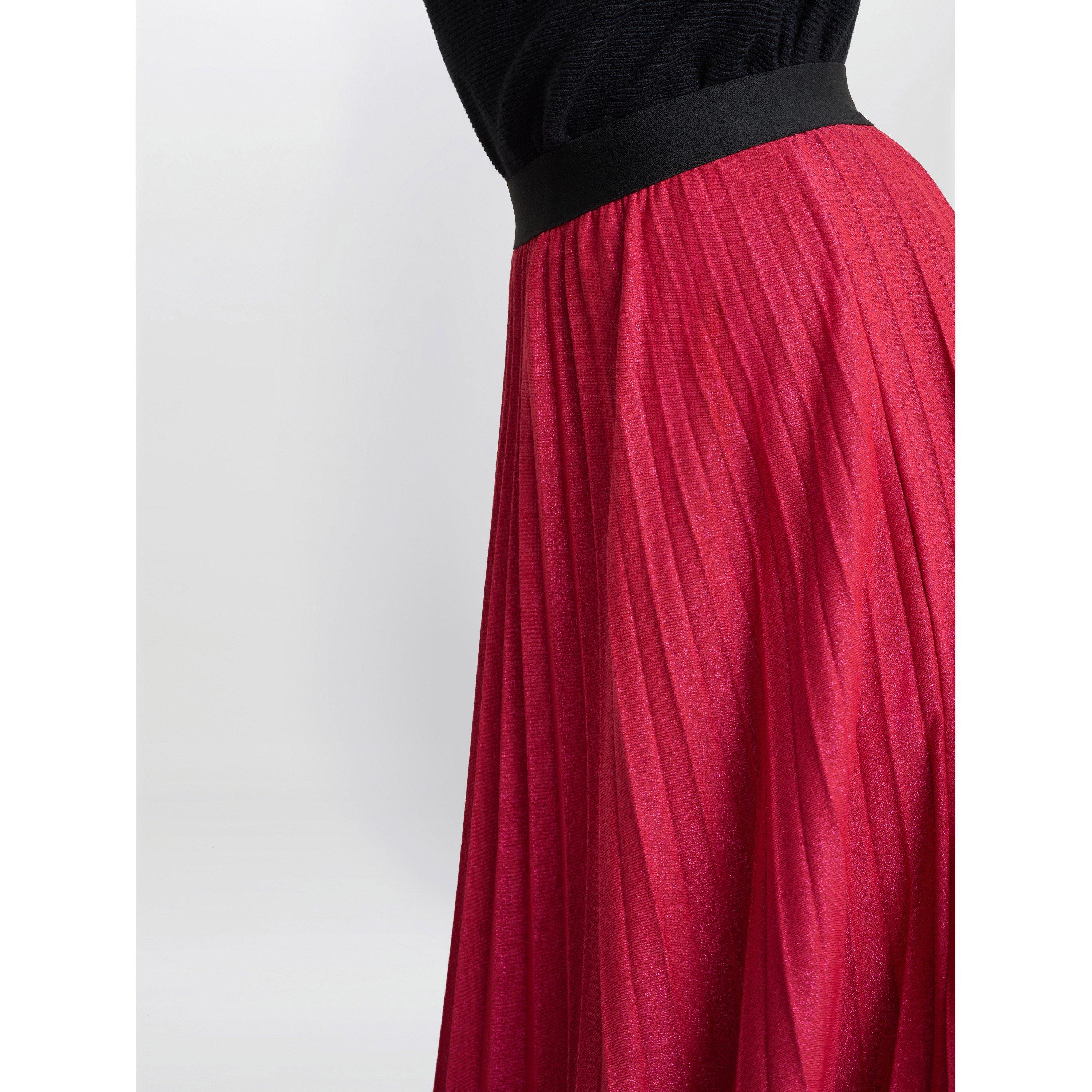 Red - Gina Bacconi - Women's Ismay Metallic A-Line Skirt - 5