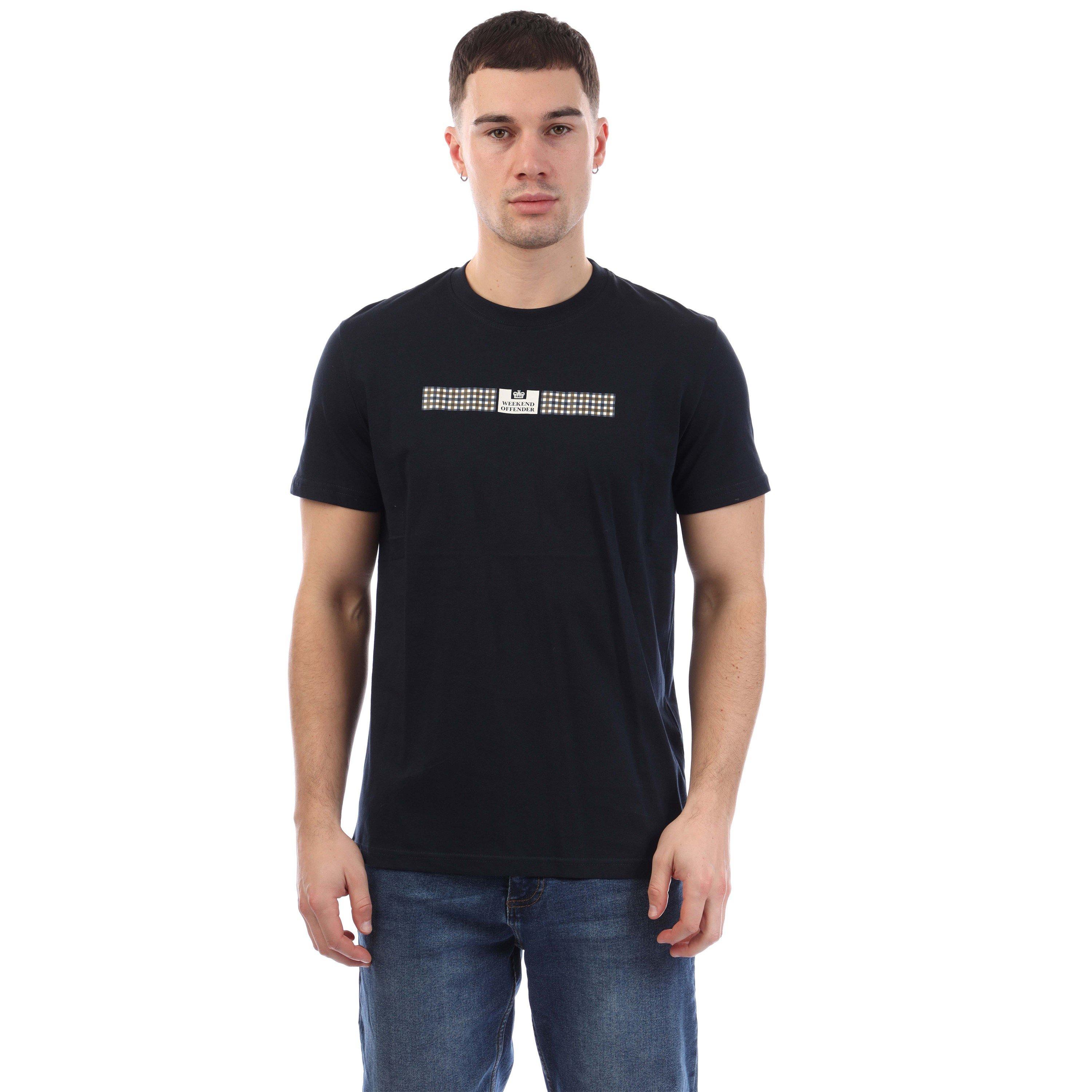 Navy - Weekend Offender - Shareck Check T-Shirt - 1