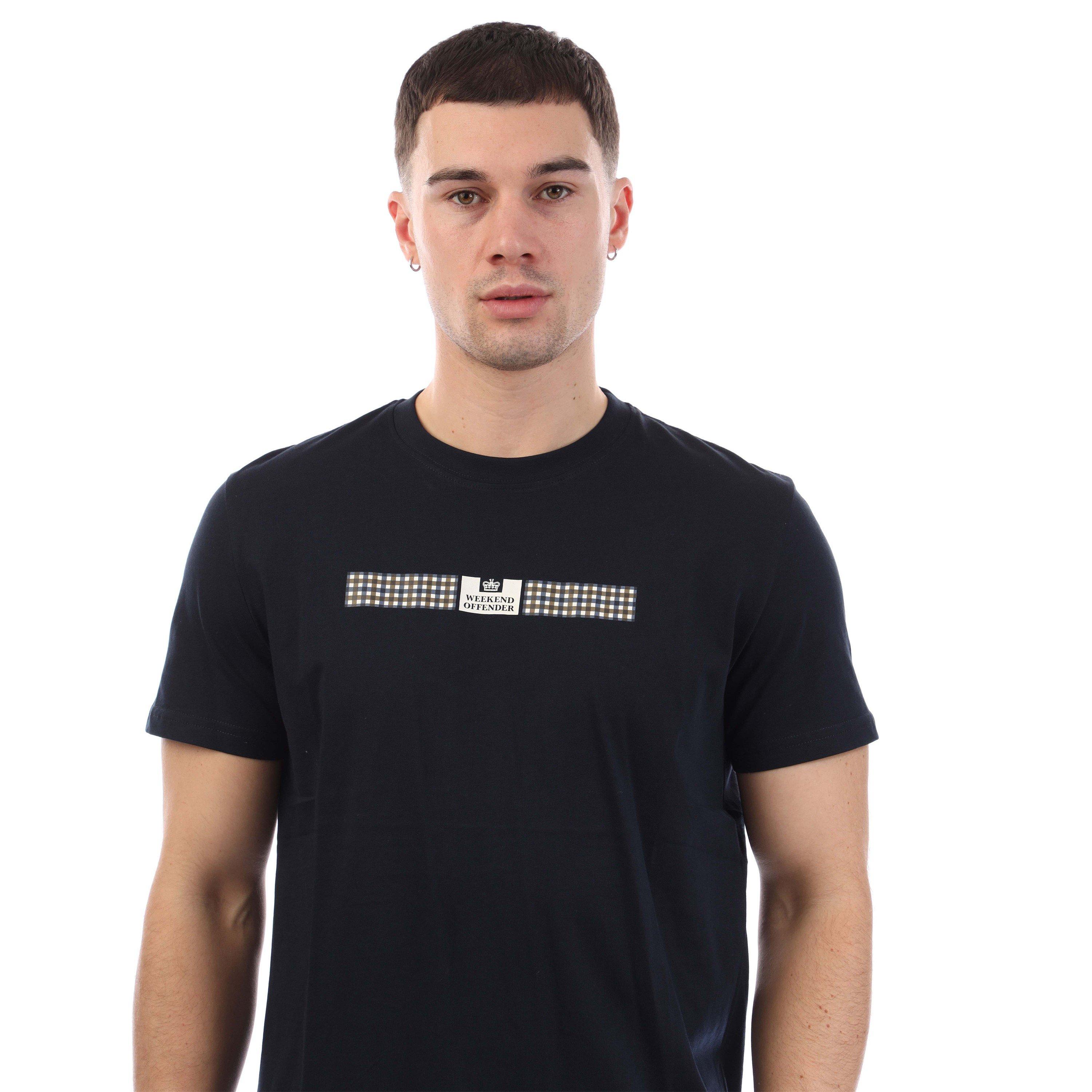 Navy - Weekend Offender - Shareck Check T-Shirt - 2