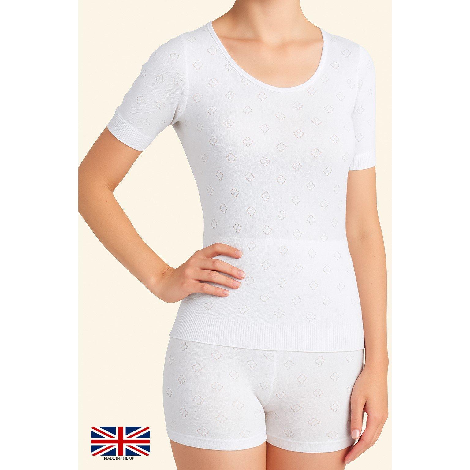 White - Valbonne - LADIES SHORT SLEEVE THERMAL TOP - 1