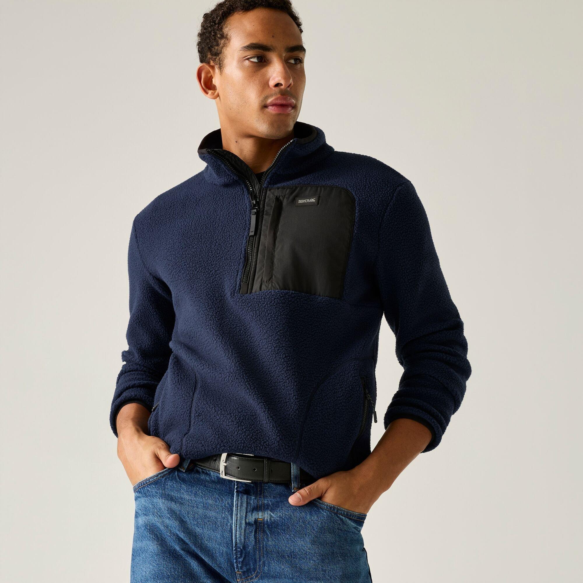 Navy/Black - Regatta - Mens Frankie Borg Half Zip Fleece - 1