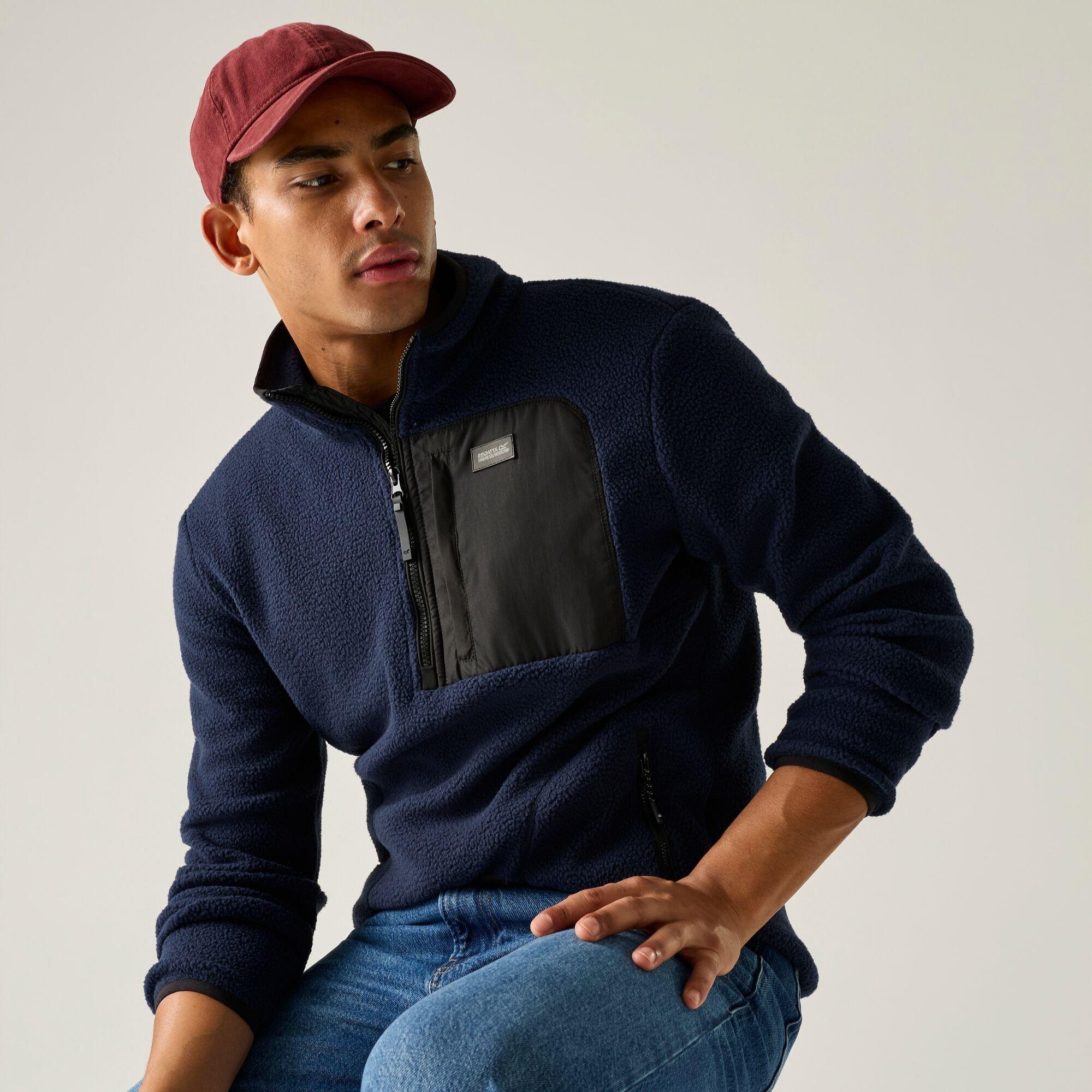 Navy/Black - Regatta - Mens Frankie Borg Half Zip Fleece - 4