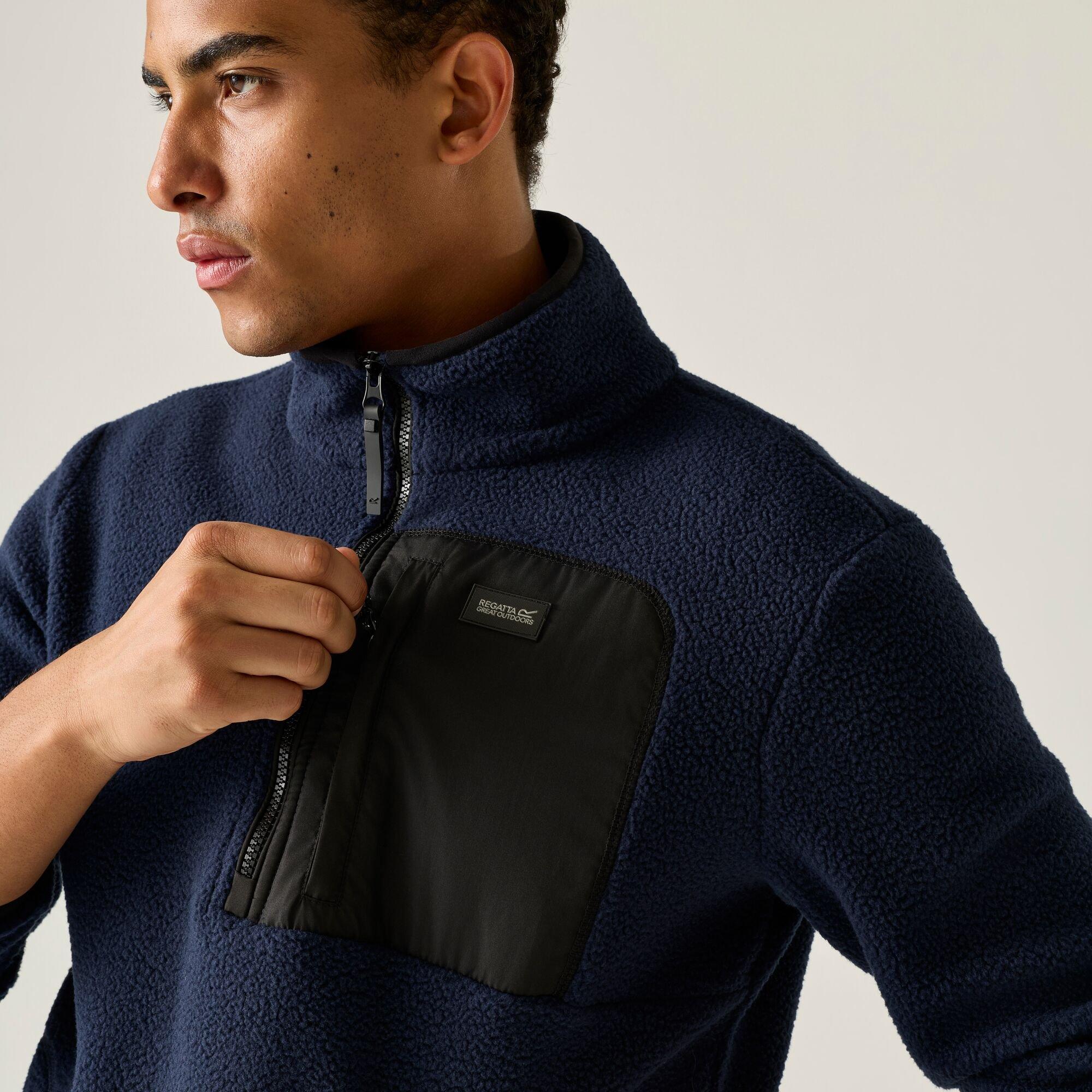 Navy/Black - Regatta - Mens Frankie Borg Half Zip Fleece - 5