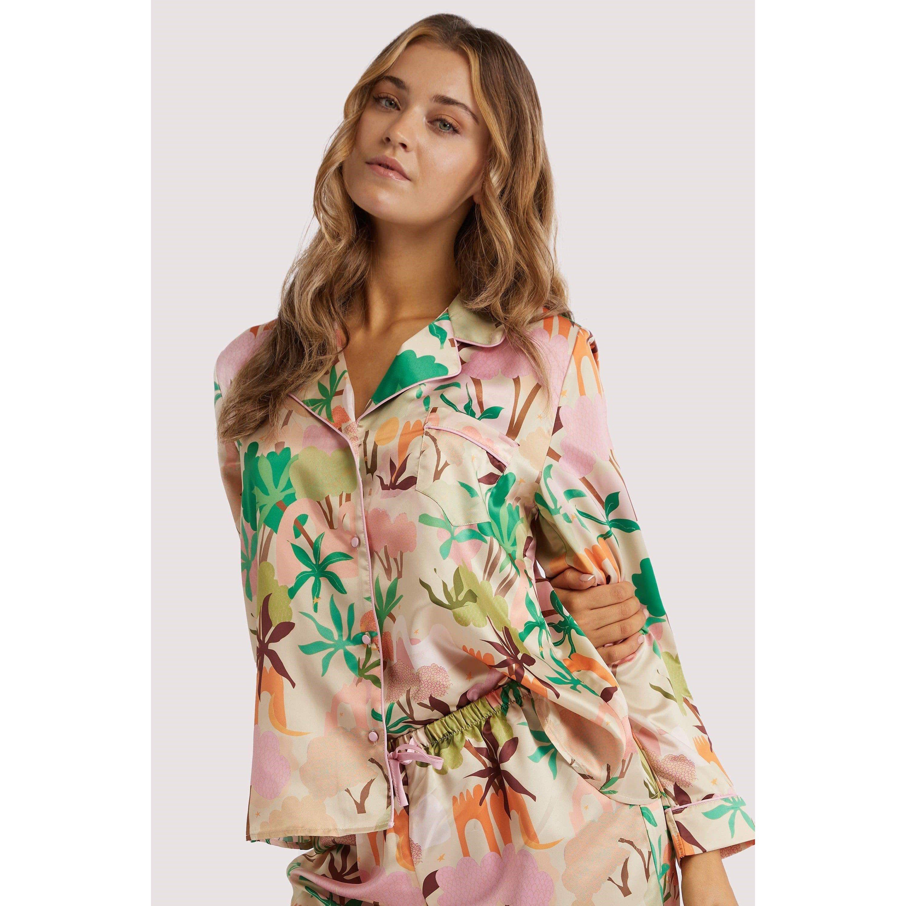 Multi - Playful Promises - Alja Horvat Print Long Sleeve Satin PJ Top - 1
