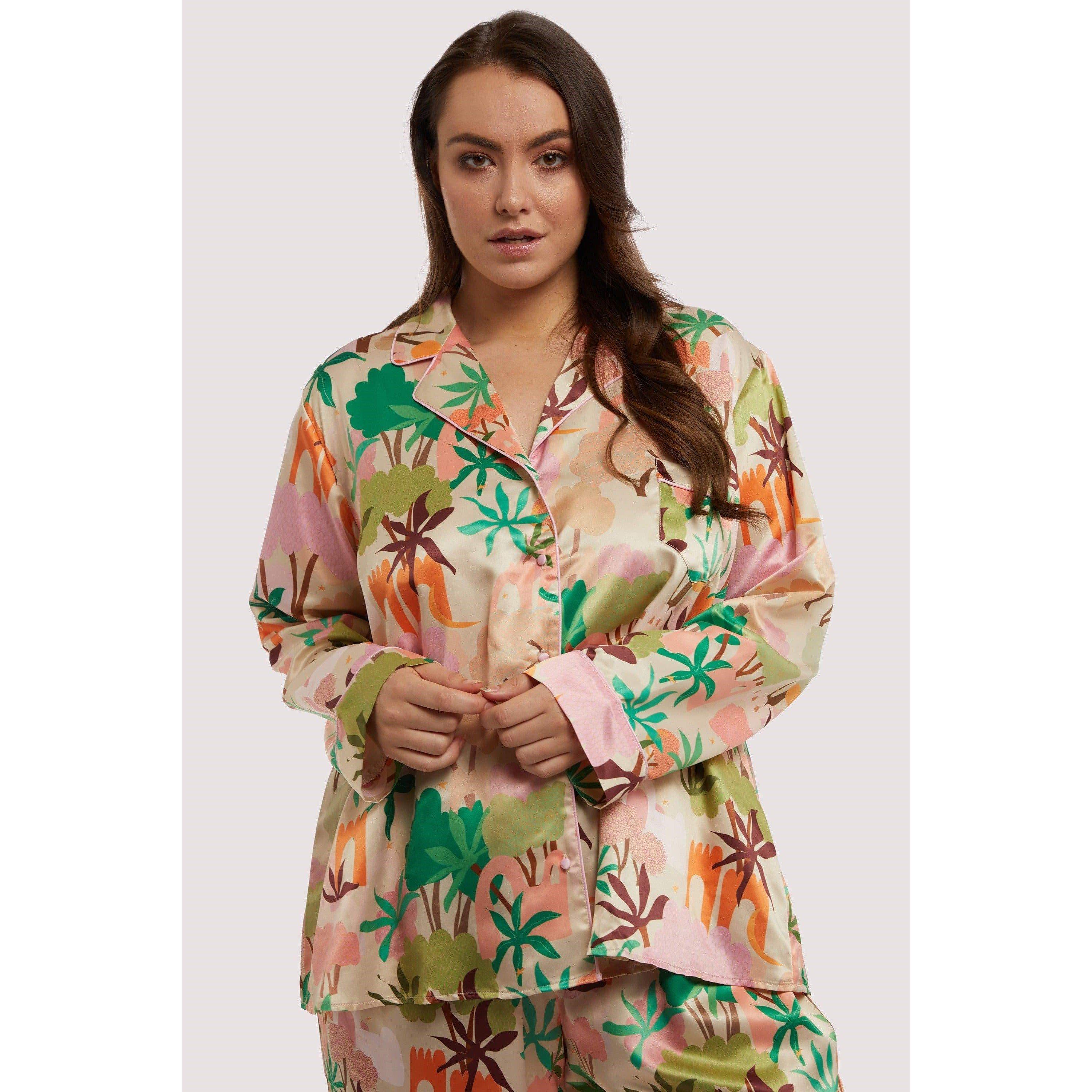 Multi - Playful Promises - Alja Horvat Print Long Sleeve Satin PJ Top - 4