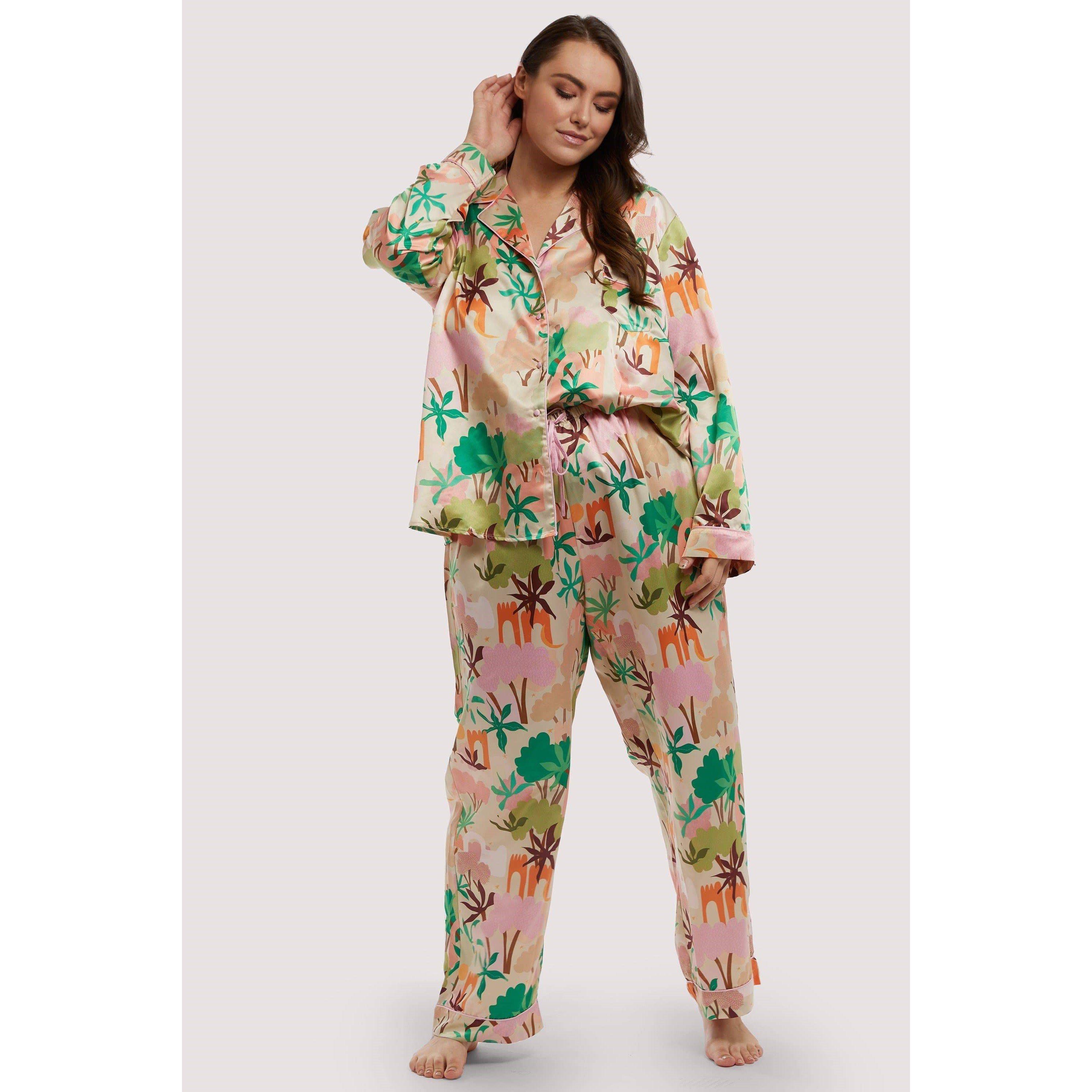 Multi - Playful Promises - Alja Horvat Print Long Sleeve Satin PJ Top - 6