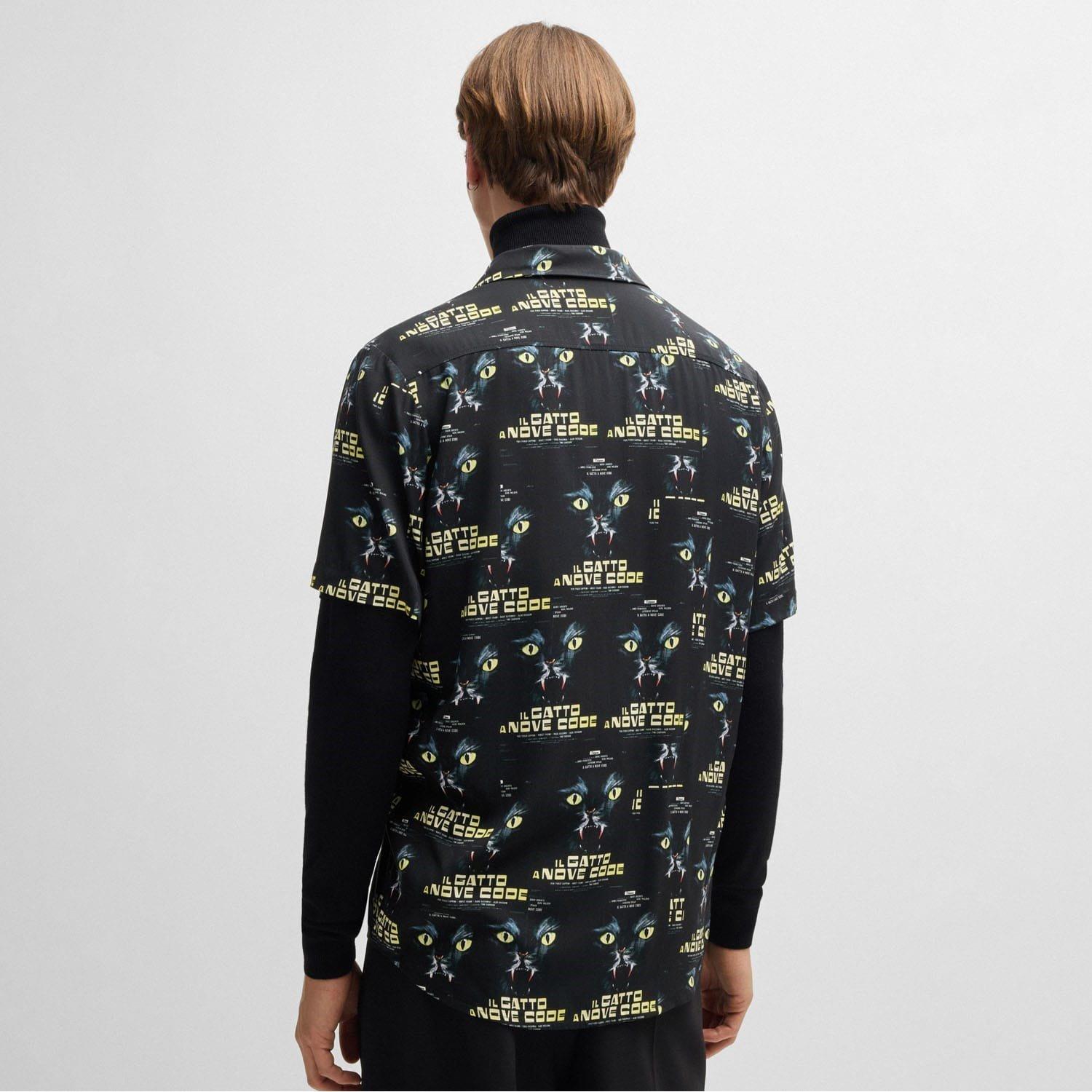 Black - Hugo - Ellino 70s Film Graphics Shirt - 2