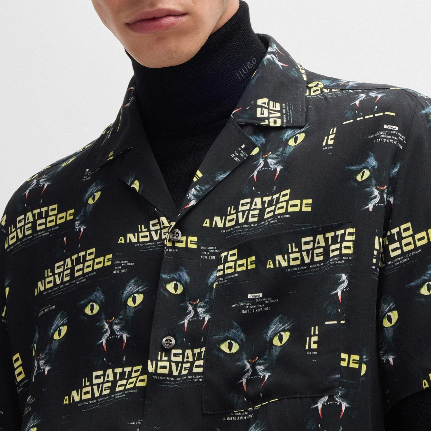 Black - Hugo - Ellino 70s Film Graphics Shirt - 3