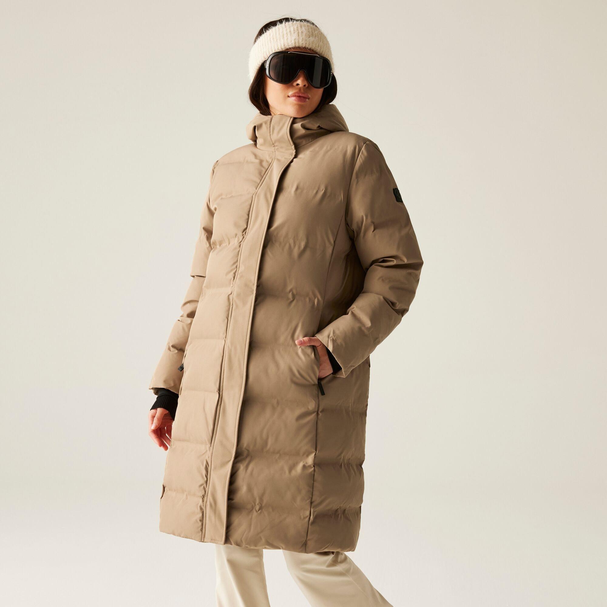 Dare 2b Women's Wander Waterproof Longline Padded Jacket in Beige | Size: 20 - Image 8