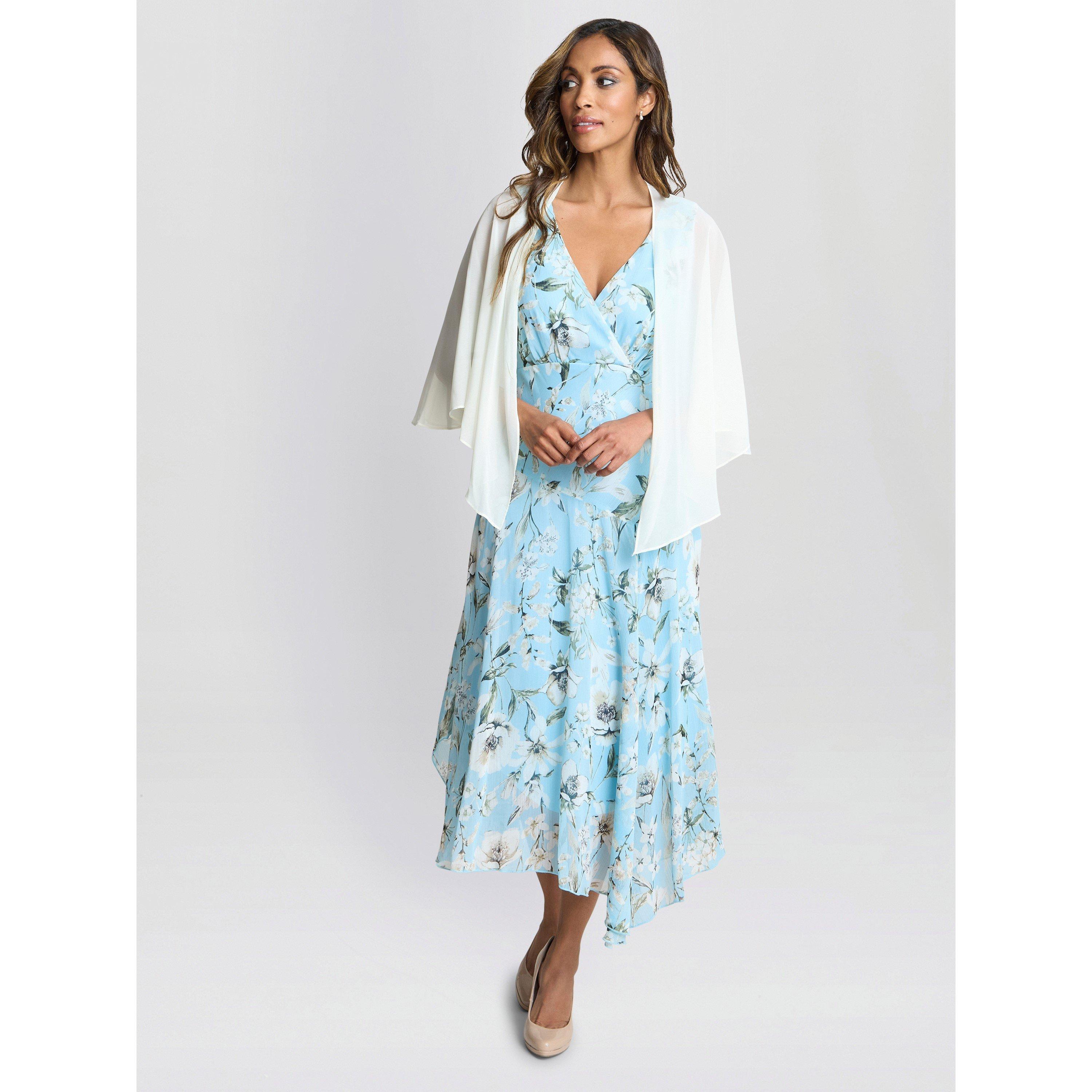 Ivory - Gina Bacconi - Women's Chiffon Waterfall Cover-Up Cape - 1