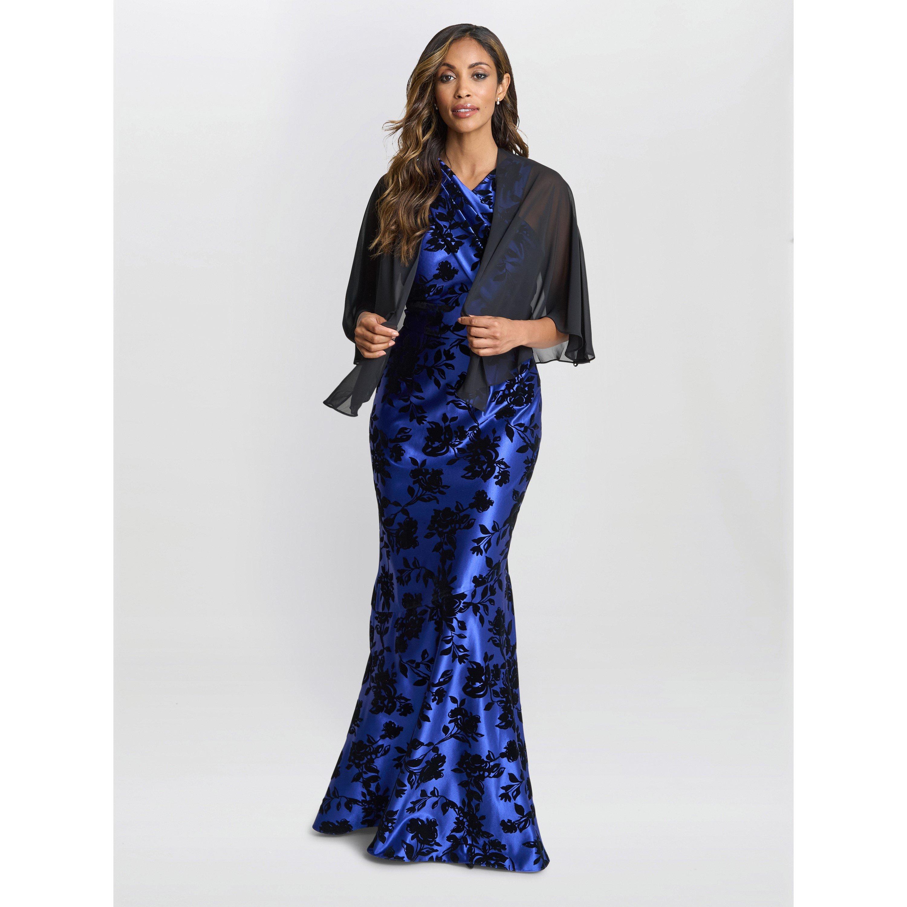 Gina Bacconi Women's Chiffon Waterfall Cover-Up Cape - Black - L/XL
