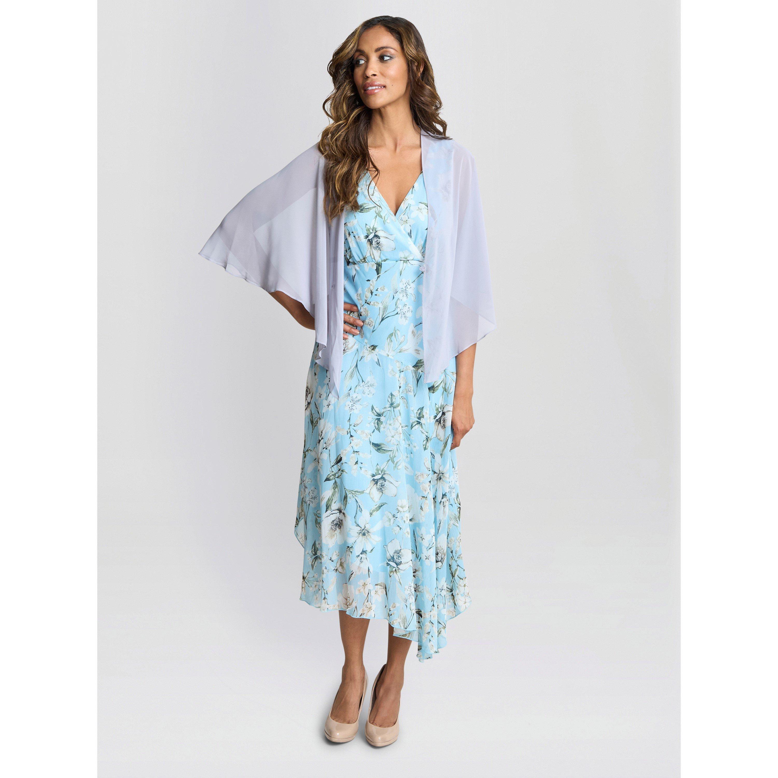 Gina Bacconi Women's Chiffon Waterfall Cover-Up Cape - Silver Lilac - S/M