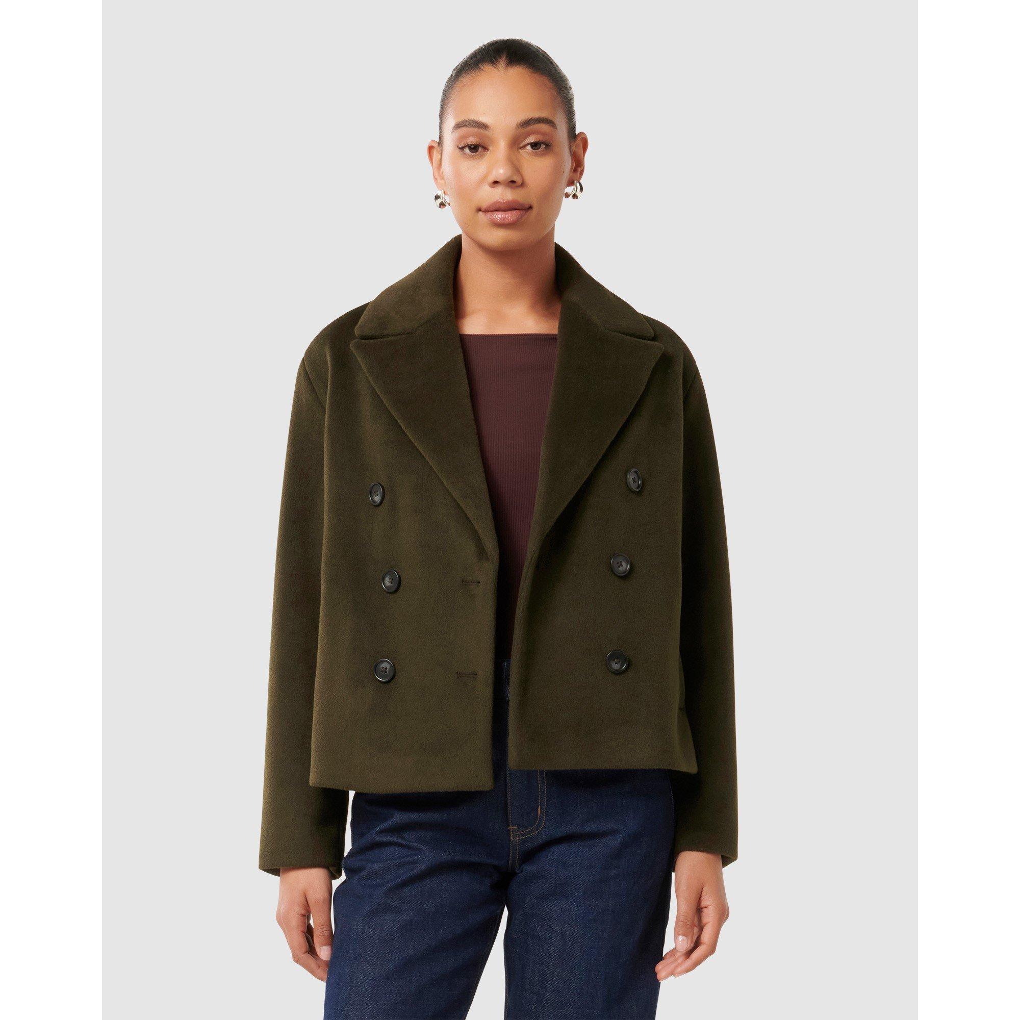 Dark Khaki - Forever New - Women's Khloe Double-Breasted Peacoat - 3