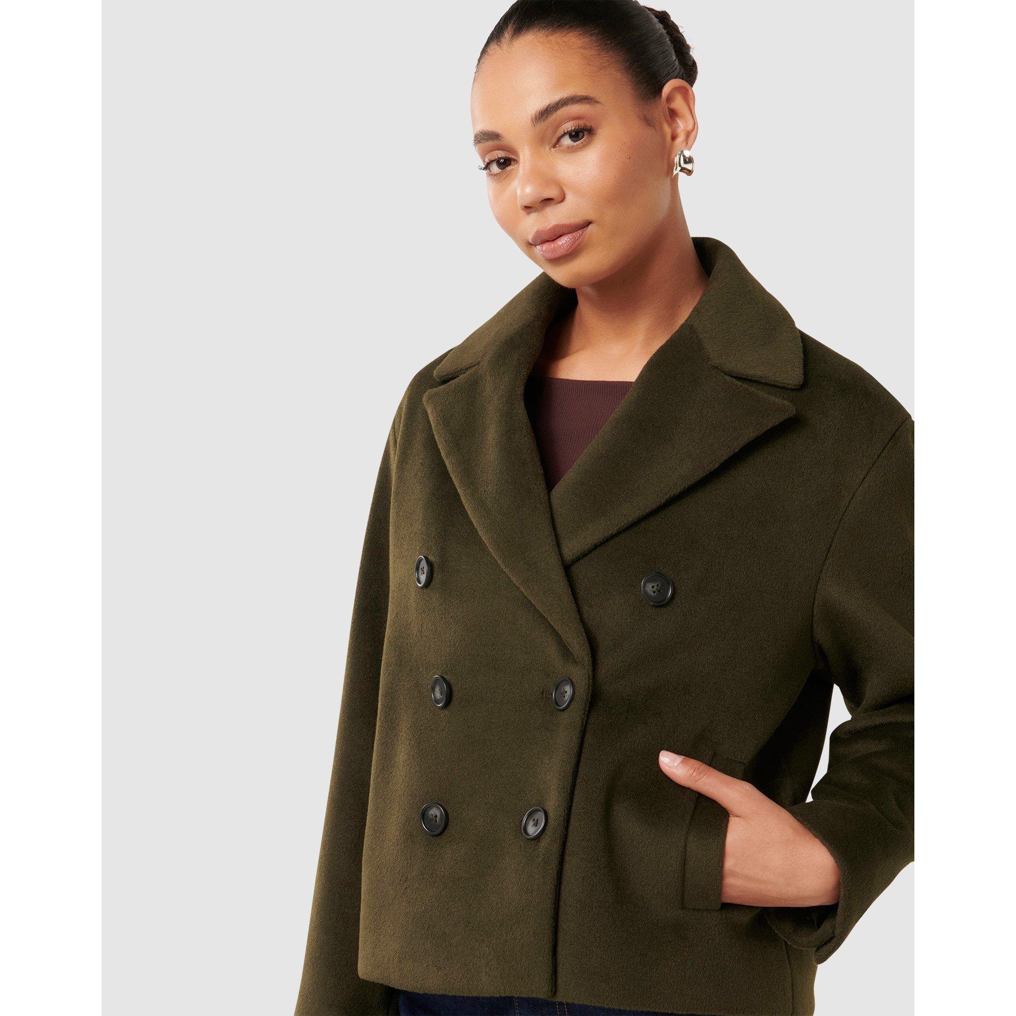 Dark Khaki - Forever New - Women's Khloe Double-Breasted Peacoat - 4