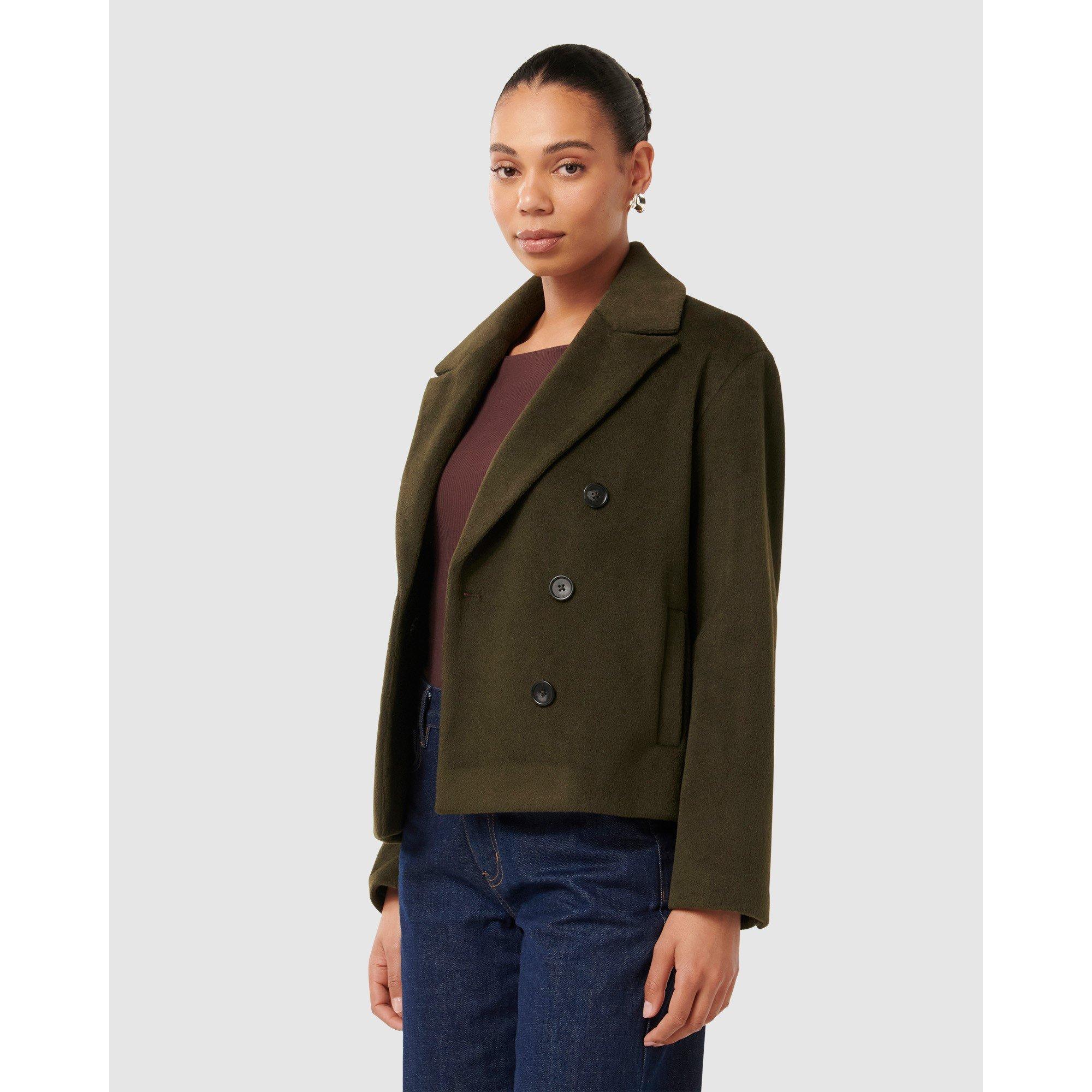 Dark Khaki - Forever New - Women's Khloe Double-Breasted Peacoat - 5