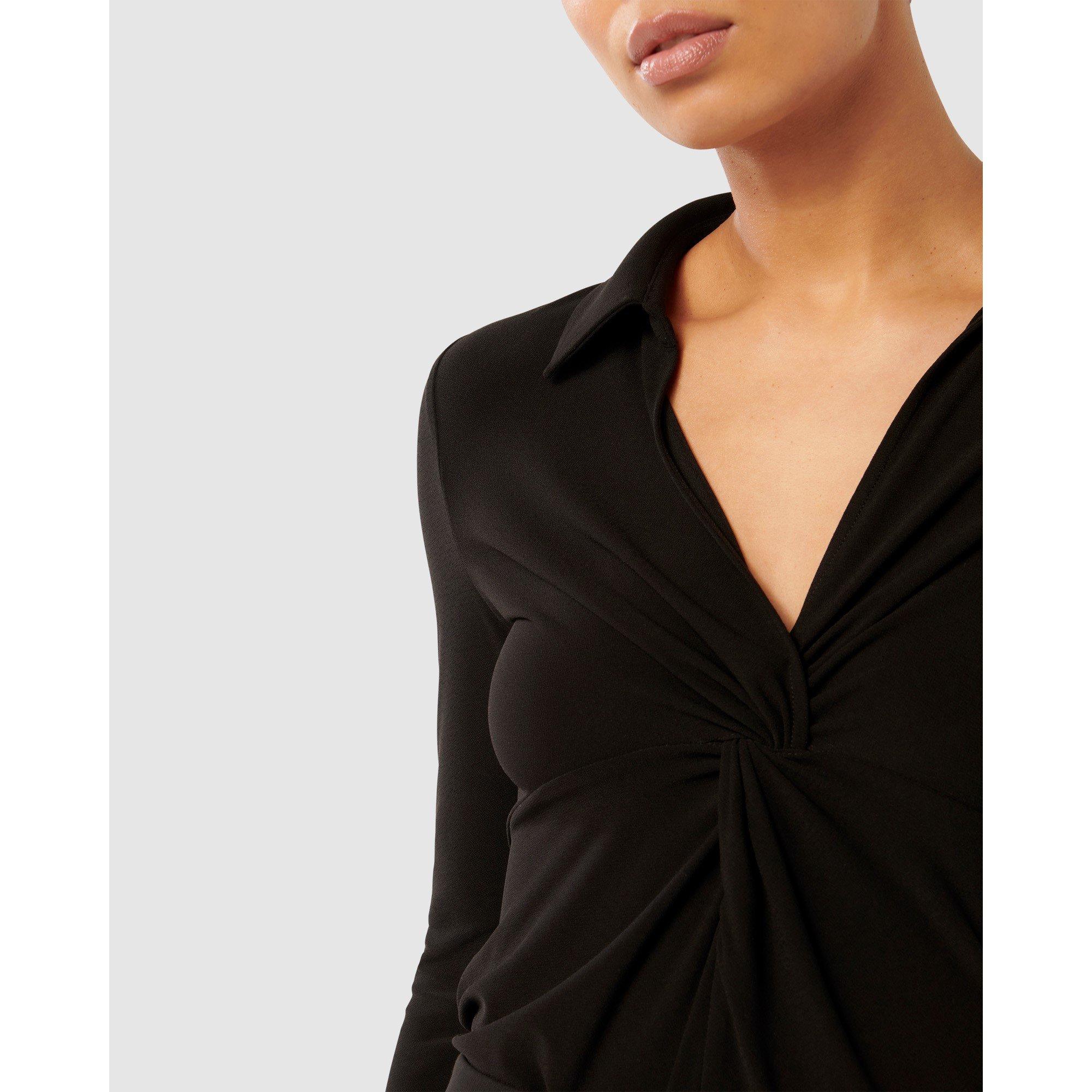 Black - Forever New - Emilia Twist Front Crepe Shirt - 4