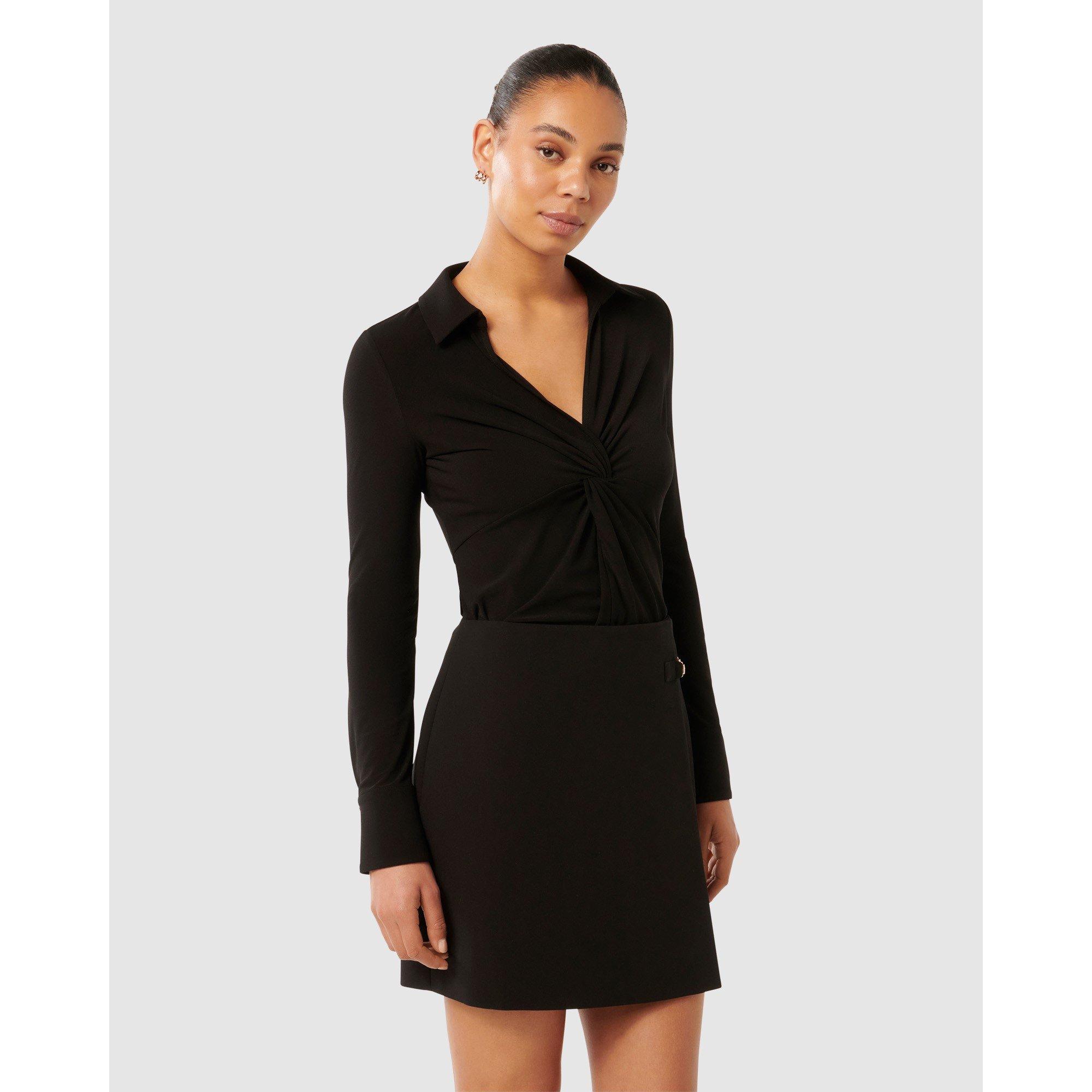 Black - Forever New - Emilia Twist Front Crepe Shirt - 5